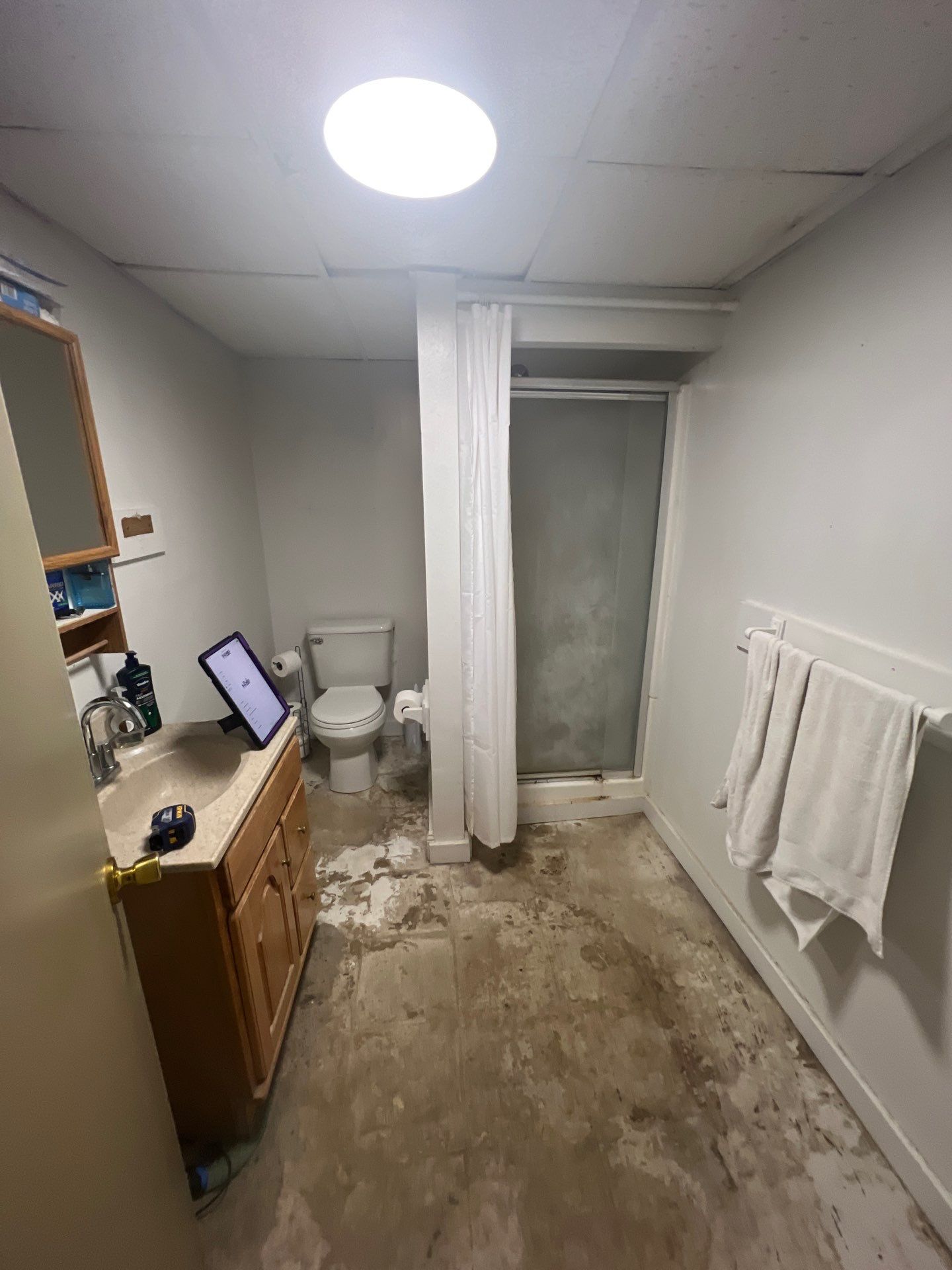 Basement Shower Replacement and Flooring by The Shower Company
