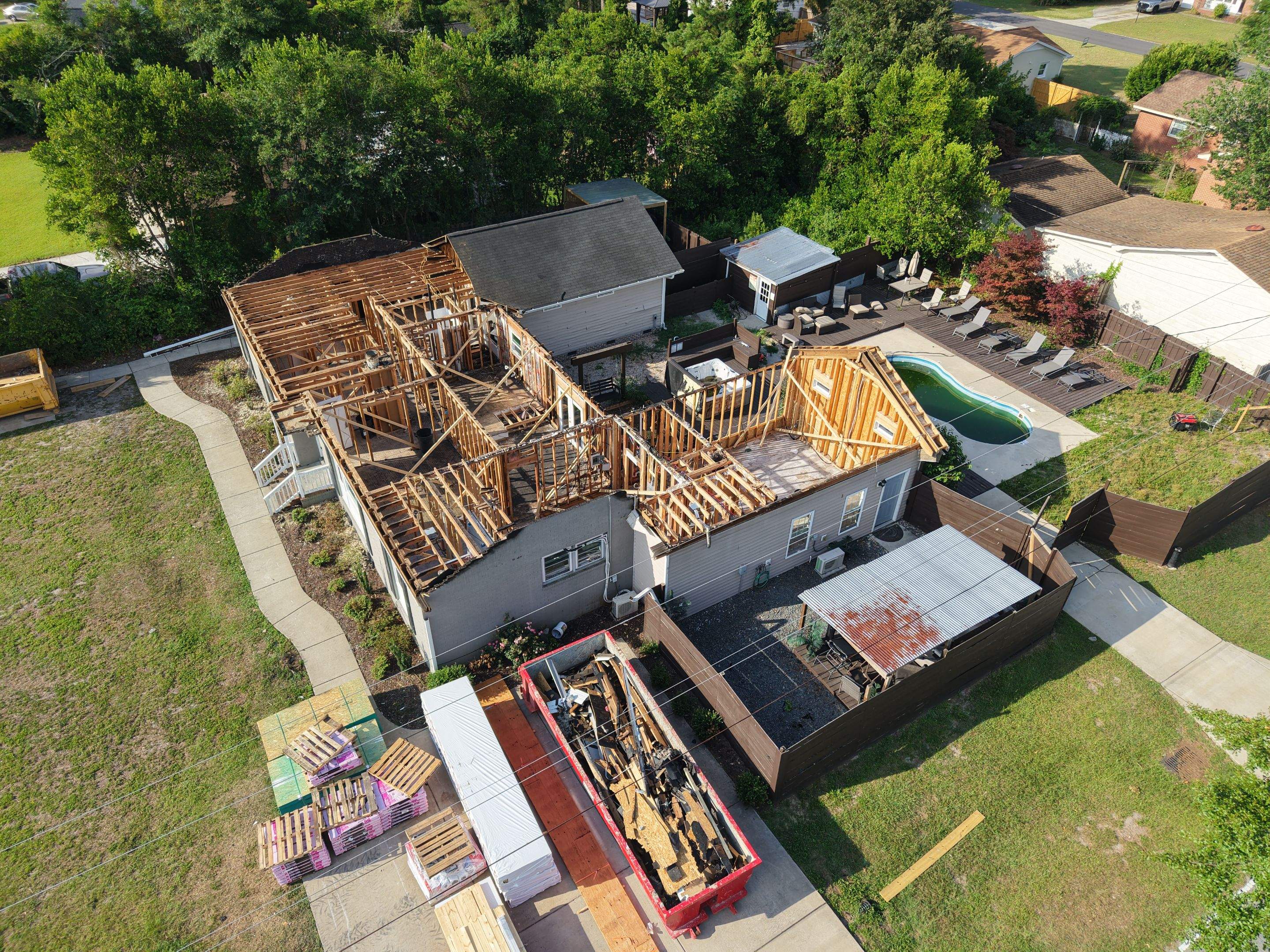 Fire Damage Restoration in Progress for Wilmington Single-Story Home by RGR Construction and Roofing, LLC