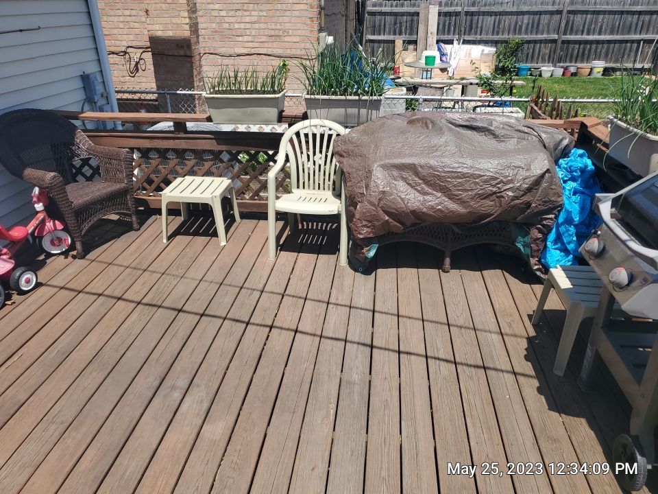 Wood cleaning and staining using Armstrong cloark oil stain by Northern Power Washing LLC.