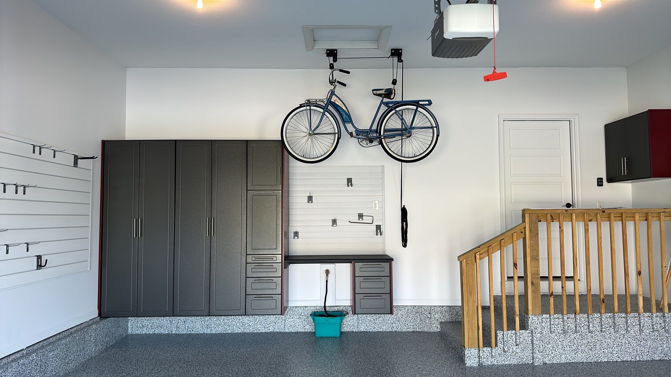 Sandy S. transformed her garage with a Banner Garage Floor and a cabinets by Banner Garage