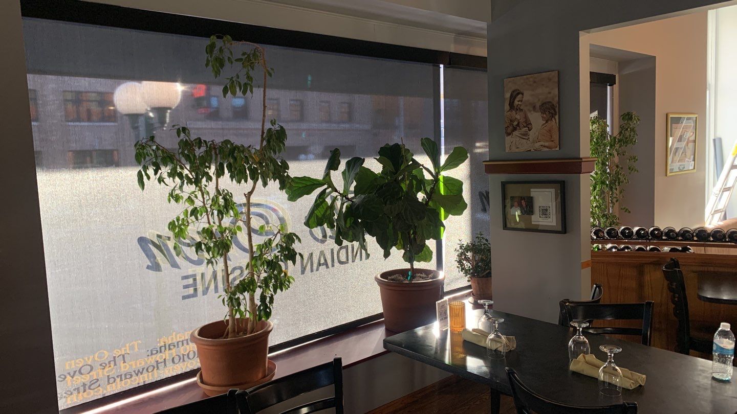 Screen Shades at The Oven in Downtown Lincoln by Custom Blinds & Design