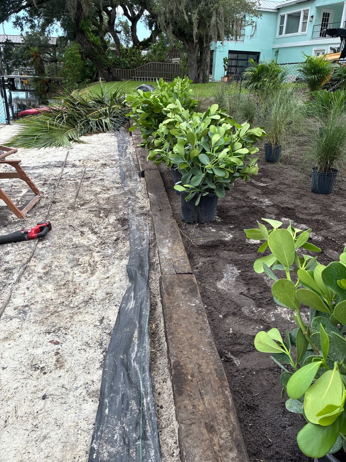 Grading back yard oasis by Level One Grading