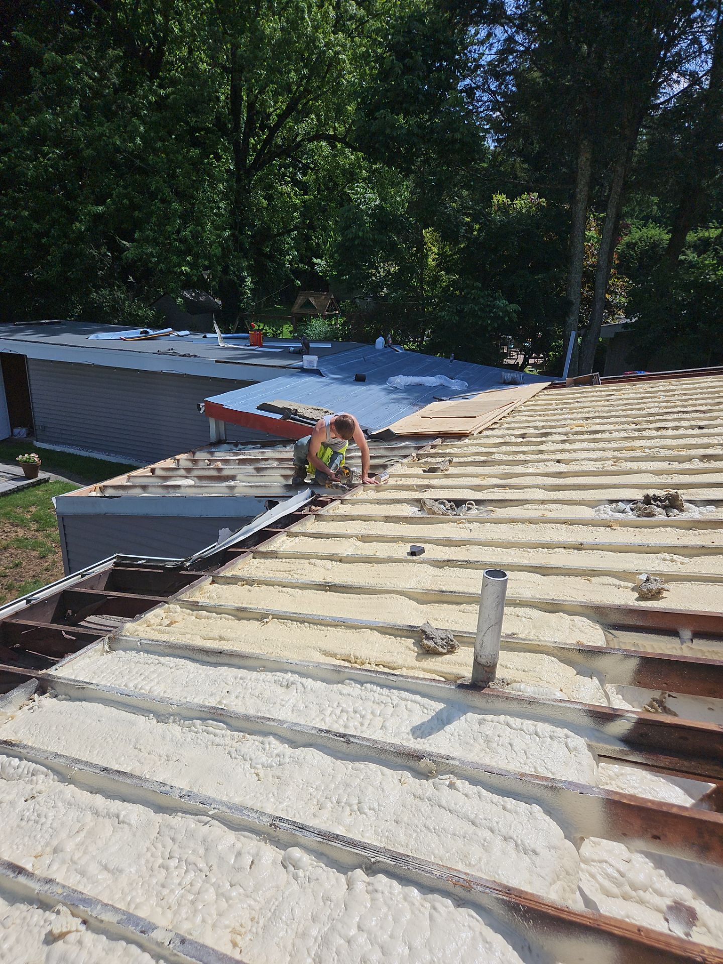 Exterior Installation using Closed Cell Spray Foam by NYS Foam & Energy