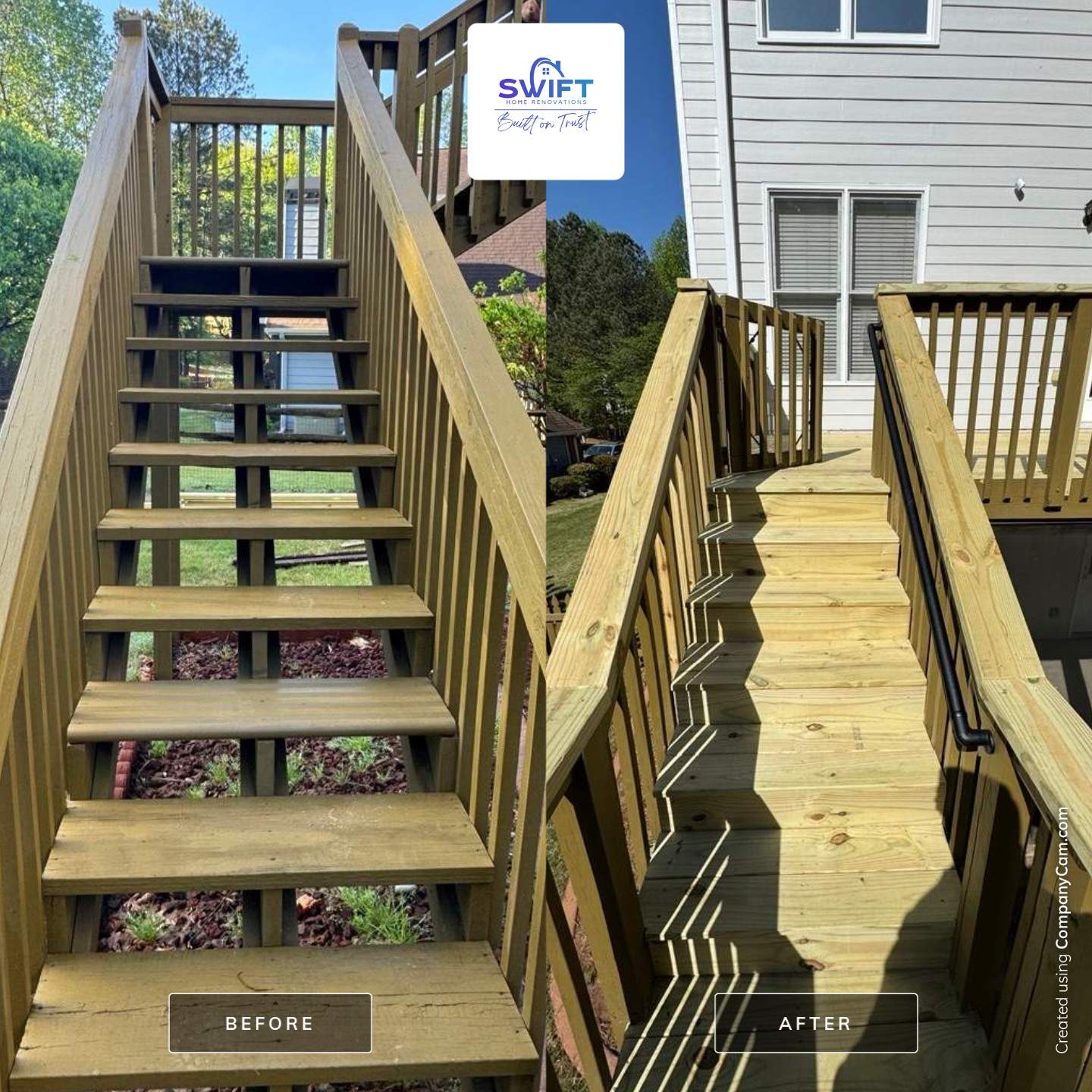 Kennesaw Deck Renovation Featuring Pressure-Treated Lumber and Metal Railings by Swift Home Renovations