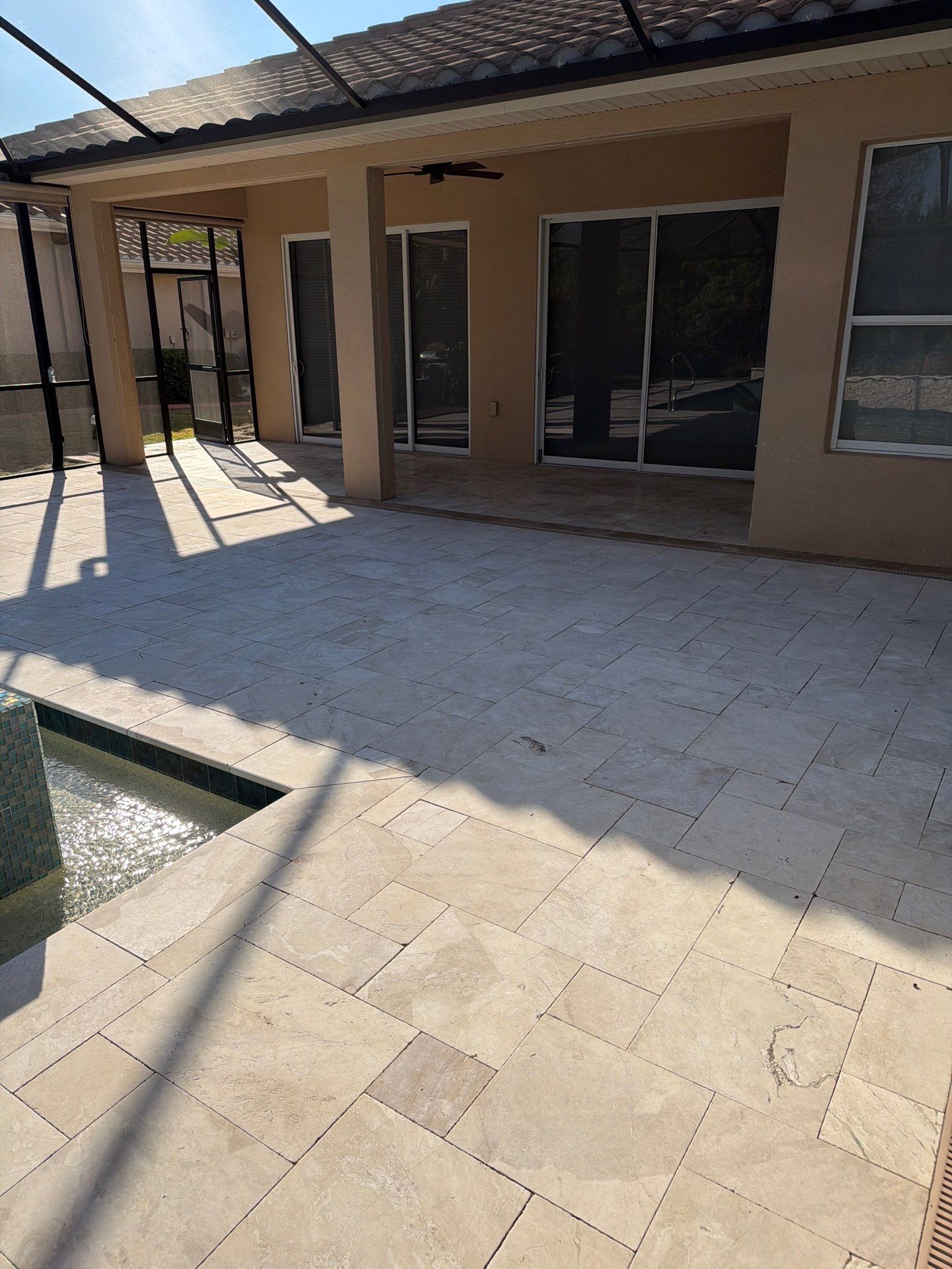 Travertine Paver Sealing Project in Sun City Center by Supreme Paver Experts