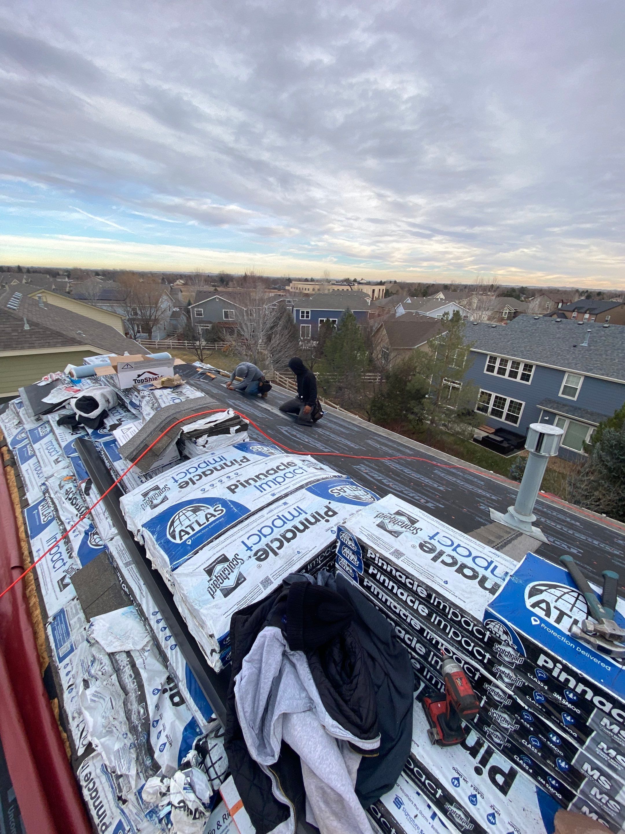 Resdiental Hail Damage Roof Replacement using Atlas Pinnacle Class 4 Impact Resistant "Weathered Wood" color by Black Belt Roofing