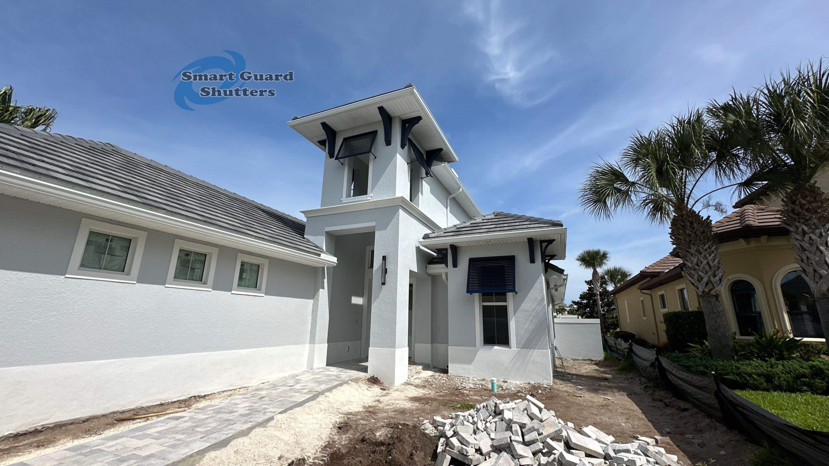 Decorative Bahamas in Steel Blue by Smart Guard Shutters