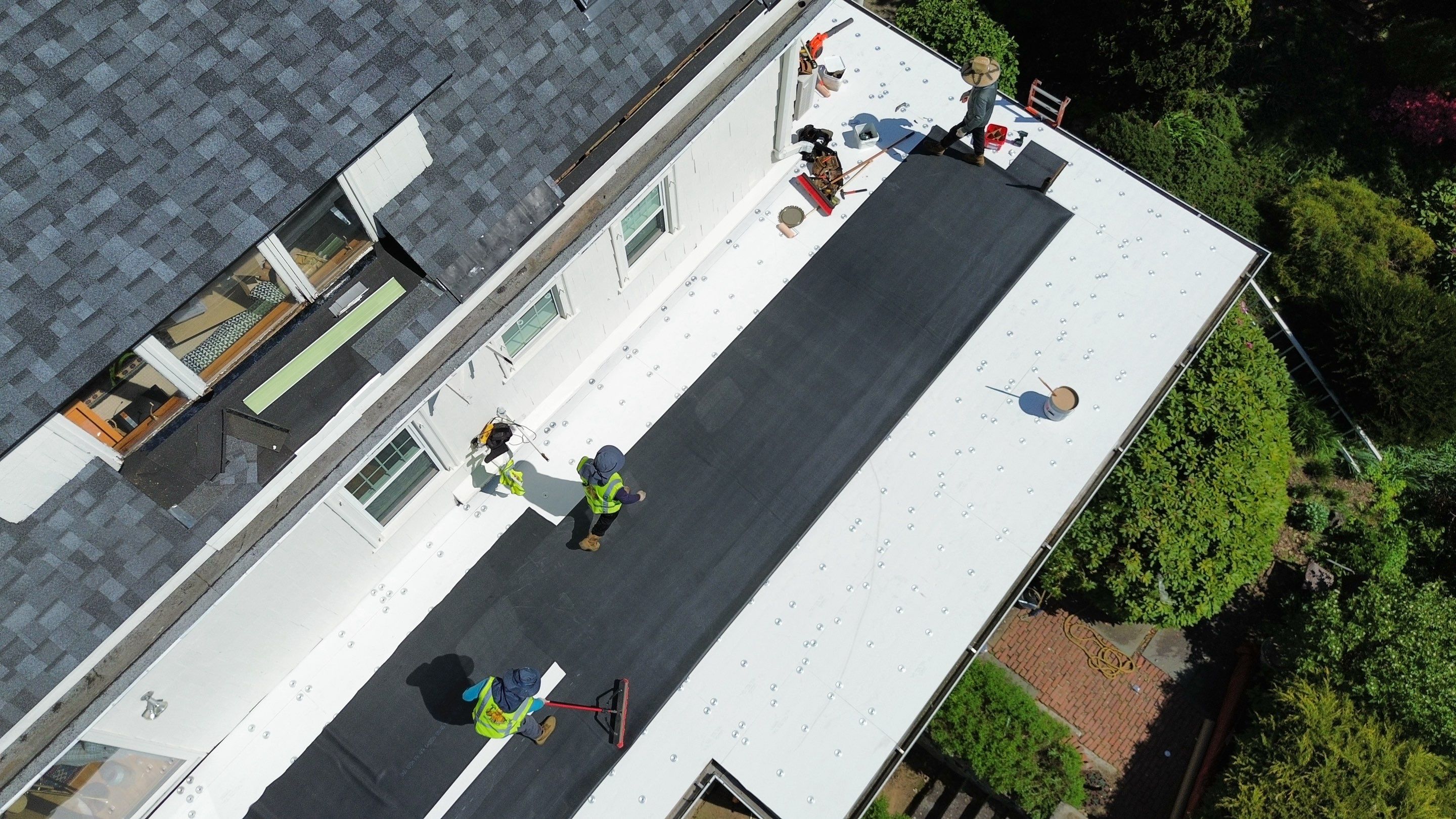 Owens Corning Duration: Slatestone Gray + Cedar Shingles + EPDM in Middletown by Golden Shield Roofing