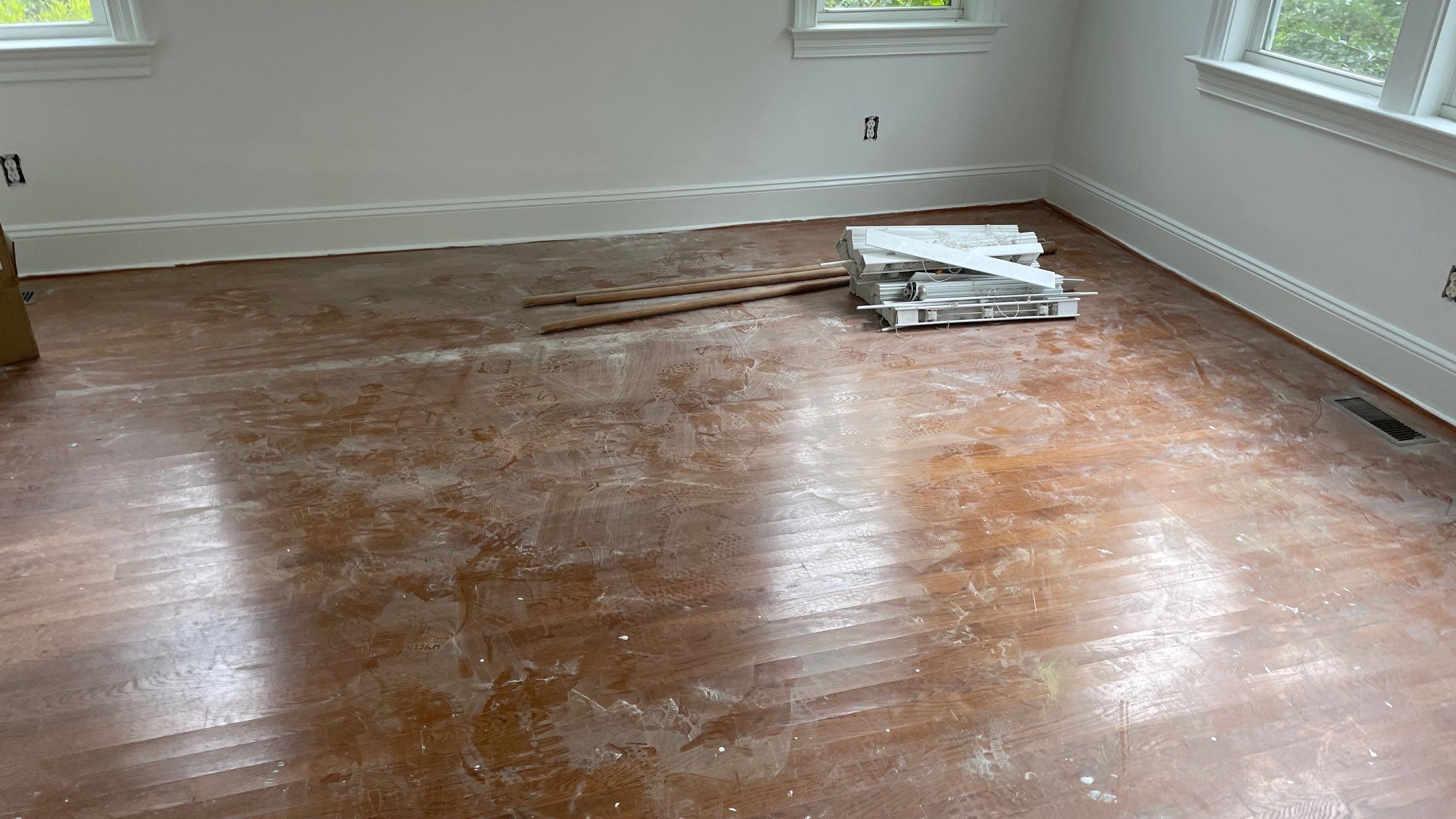 Sand and Finish Red Oak back to Natural with Matte Waterbased Finish by Footprints Floors of Coastal Carolina
