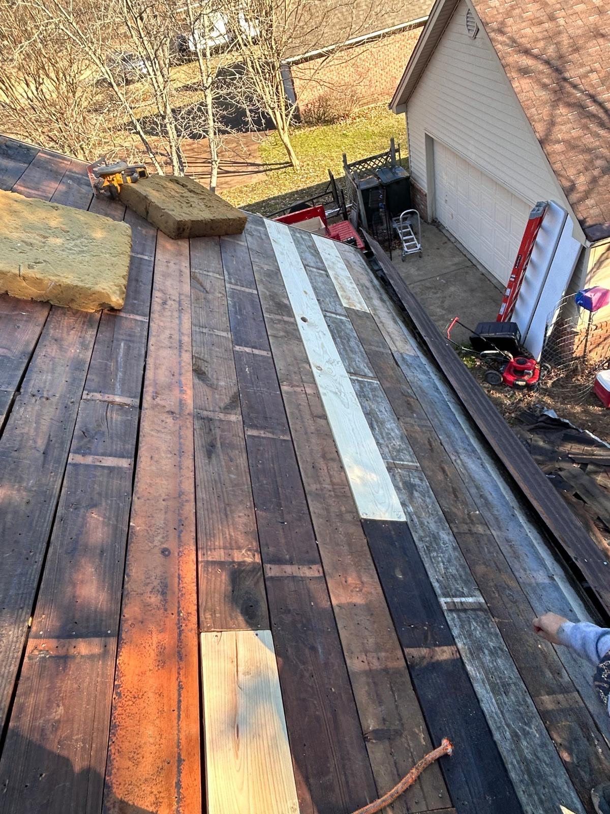 Asphalt Shingle Roof Replacement and Decking Repairs in Bartlett by Revival Roofing Services