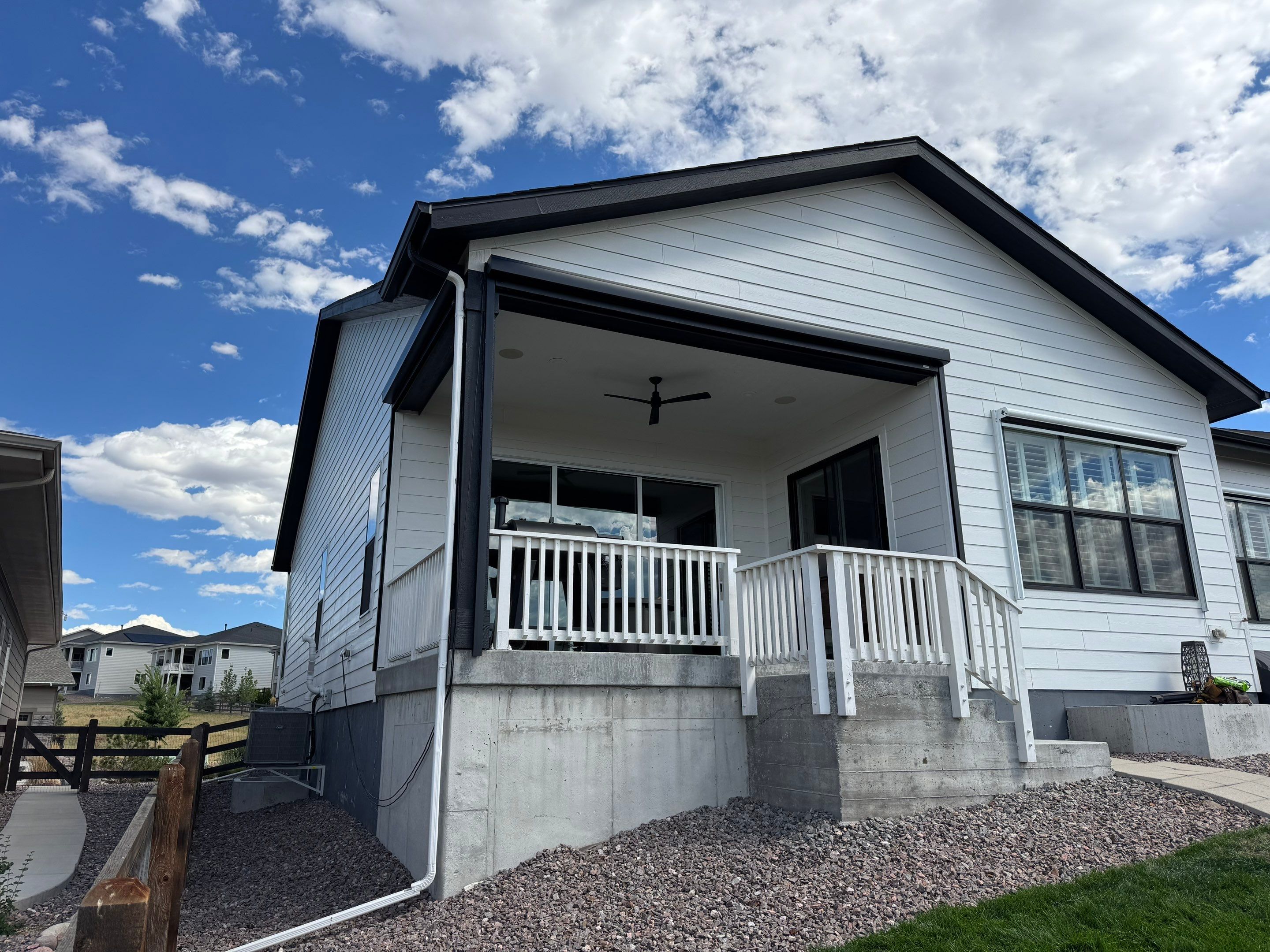 Motorized Exterior MagnaTrack Screen Installation for Castle Rock Patio by Outdoor Solutions Colorado