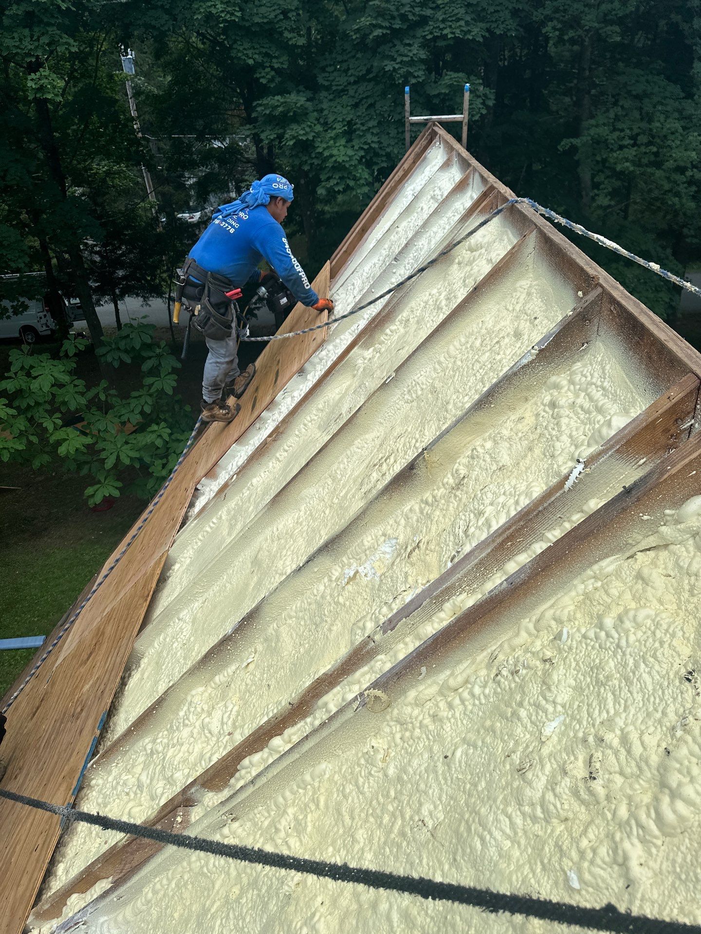 Exterior Installation using Closed Cell Spray Foam by NYS Foam & Energy