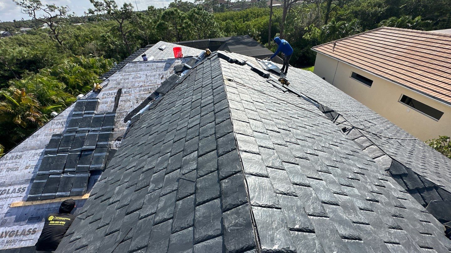 Residential Roofing Installation using Brava Slate Tile in Estero, Florida by International Roofing