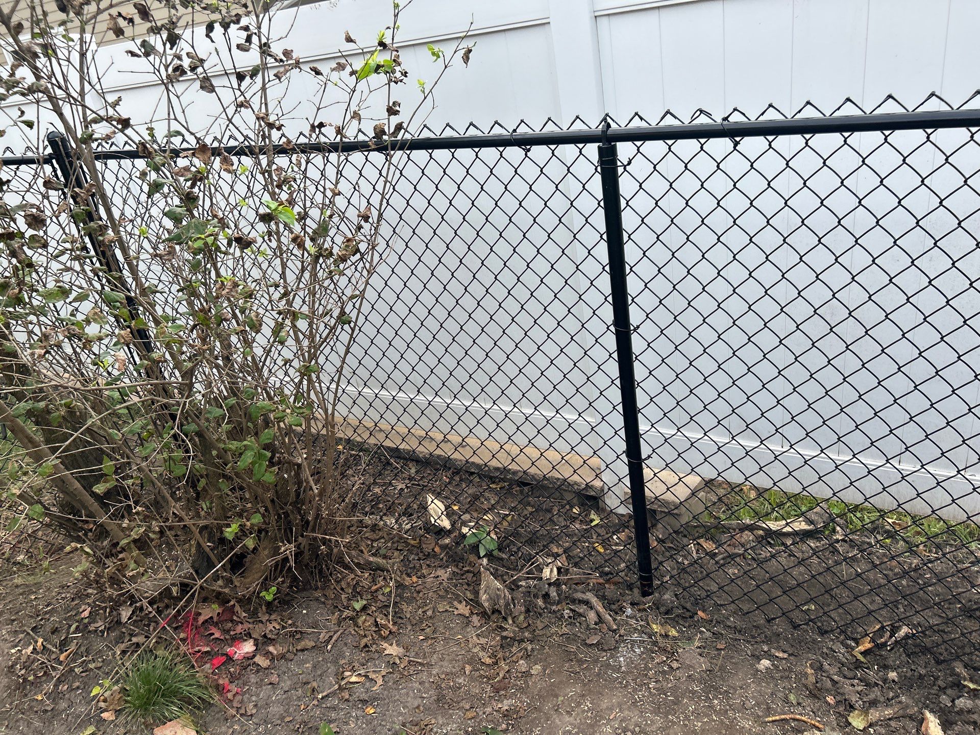 Black Vinyl Coated Chain Link Fence Installation in Waterloo by Perfect Picket Fence and Stain