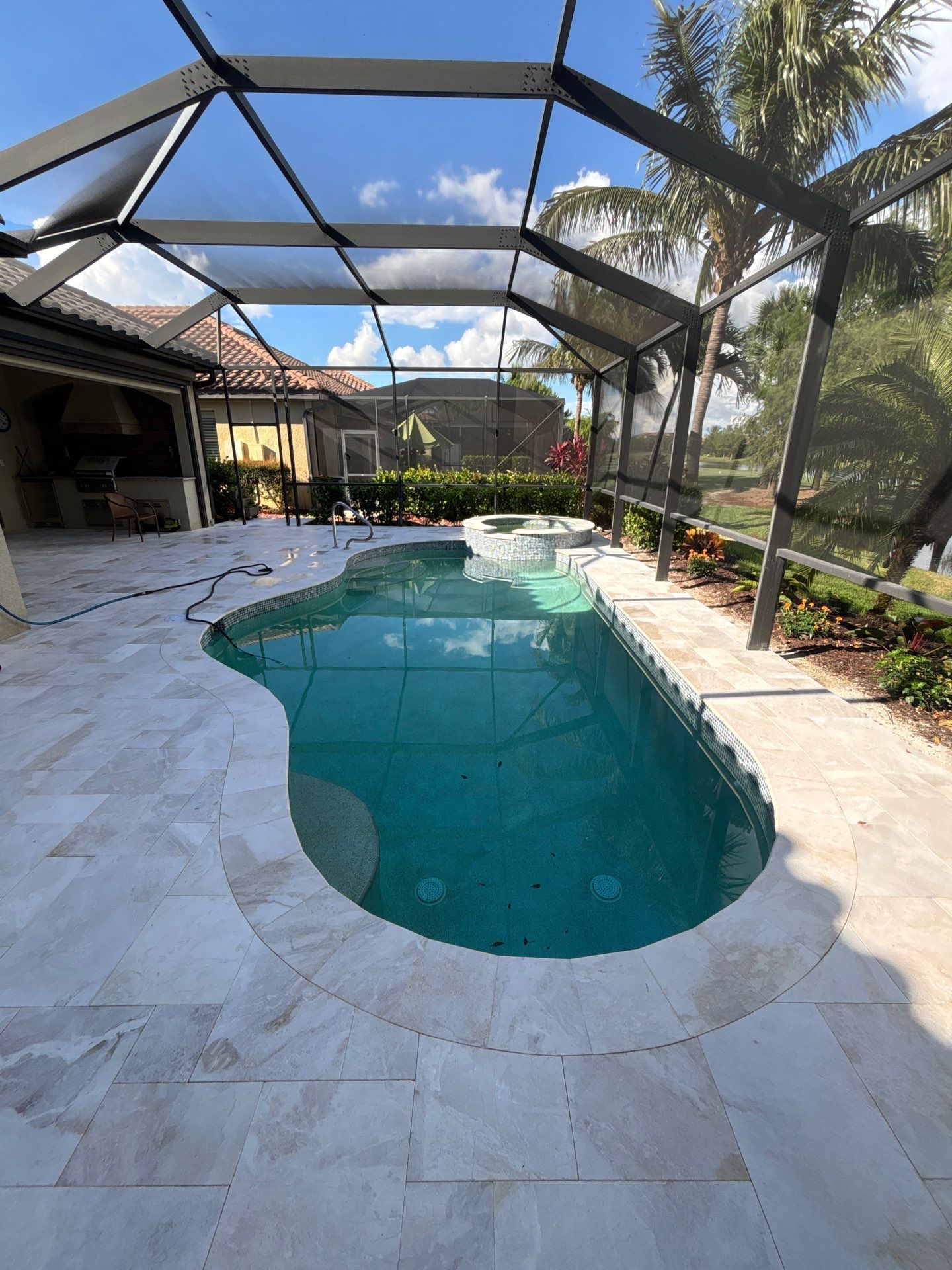 Textured Marble Pool Deck - Bonita National Golf & Country Club by Old Town Pavers Llc