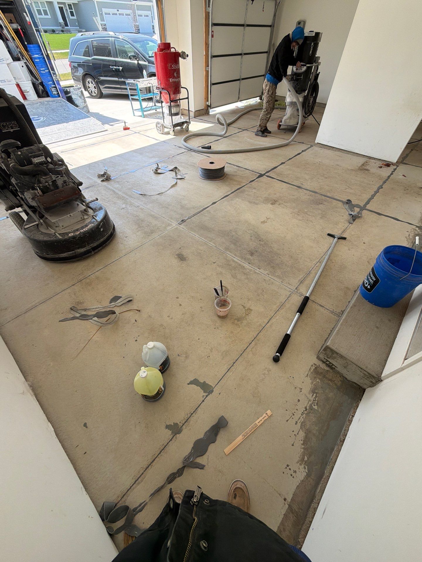 Multi-Car Garage Epoxy Flake Floor Installation in Byron Center by Gordon Painting