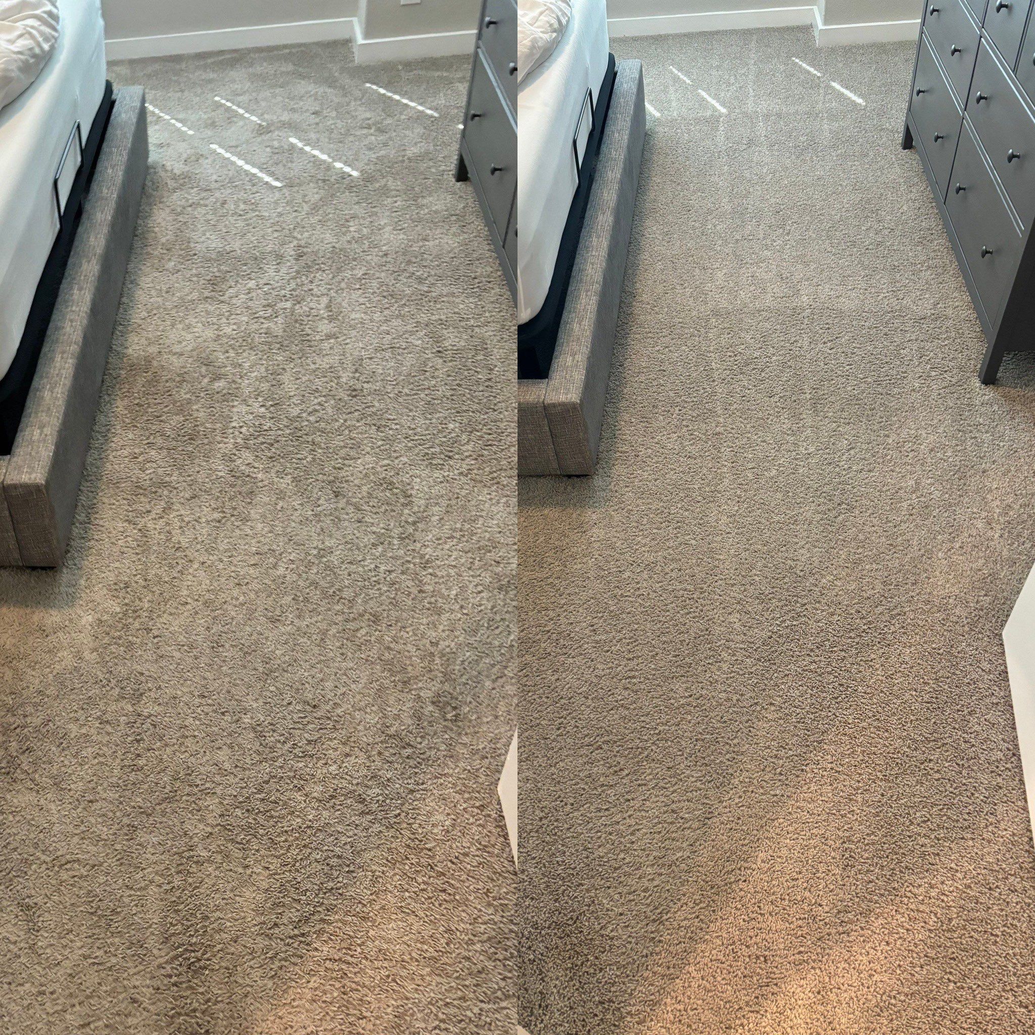 carpet cleaning service is removing stains and dirt from light colored carpet creating a fresh and clean appearance