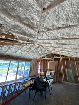 Open cell spray foam job completed at this home addition in Plano, TX