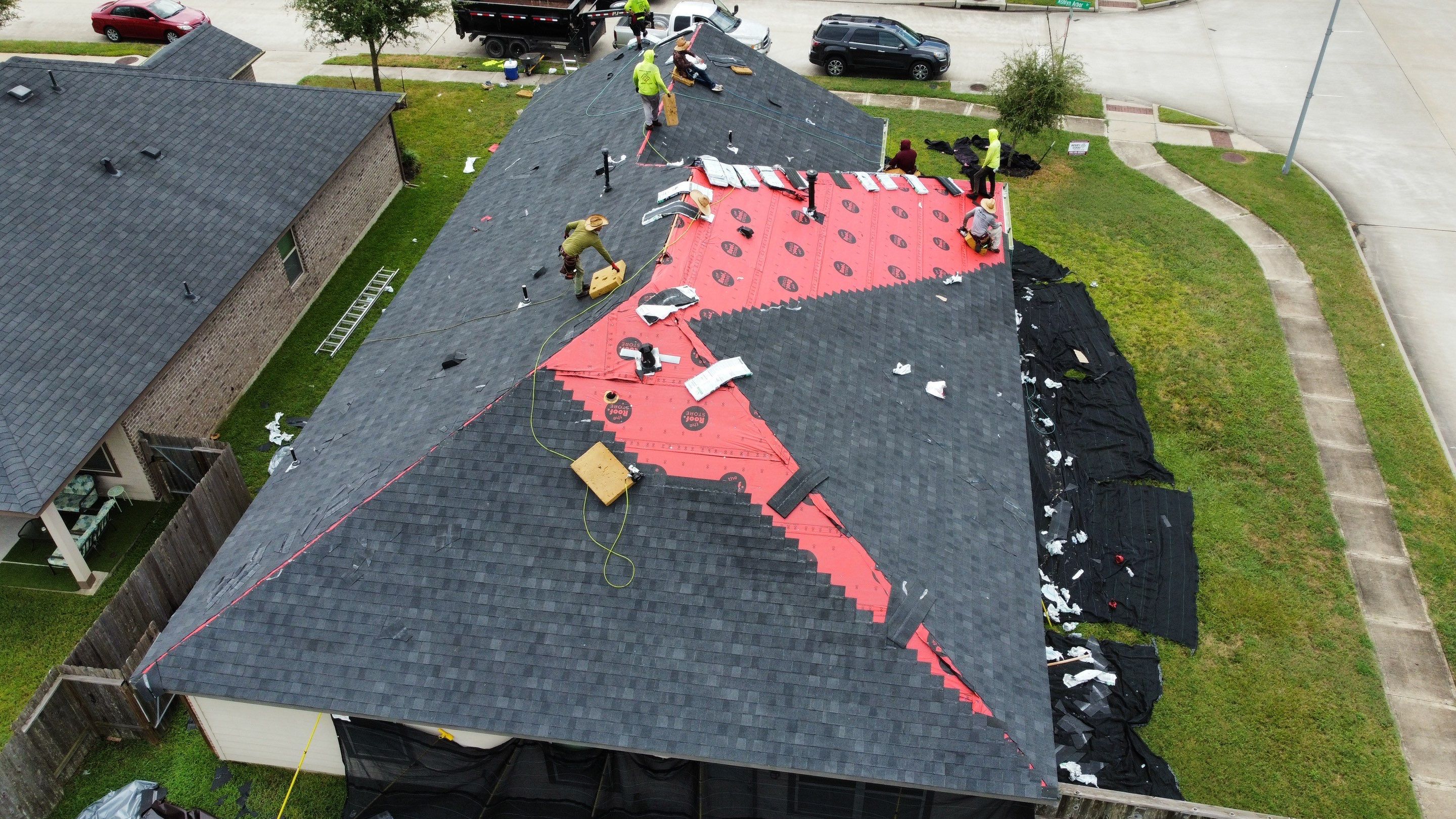 Reroof after Hurricane Beryl by Berry Good Roofing 
