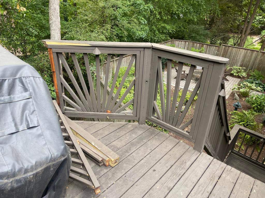 Deckorators Voyage Deck and Shed Style Covered Porch Build with Drink Rail by Nelson Exteriors 