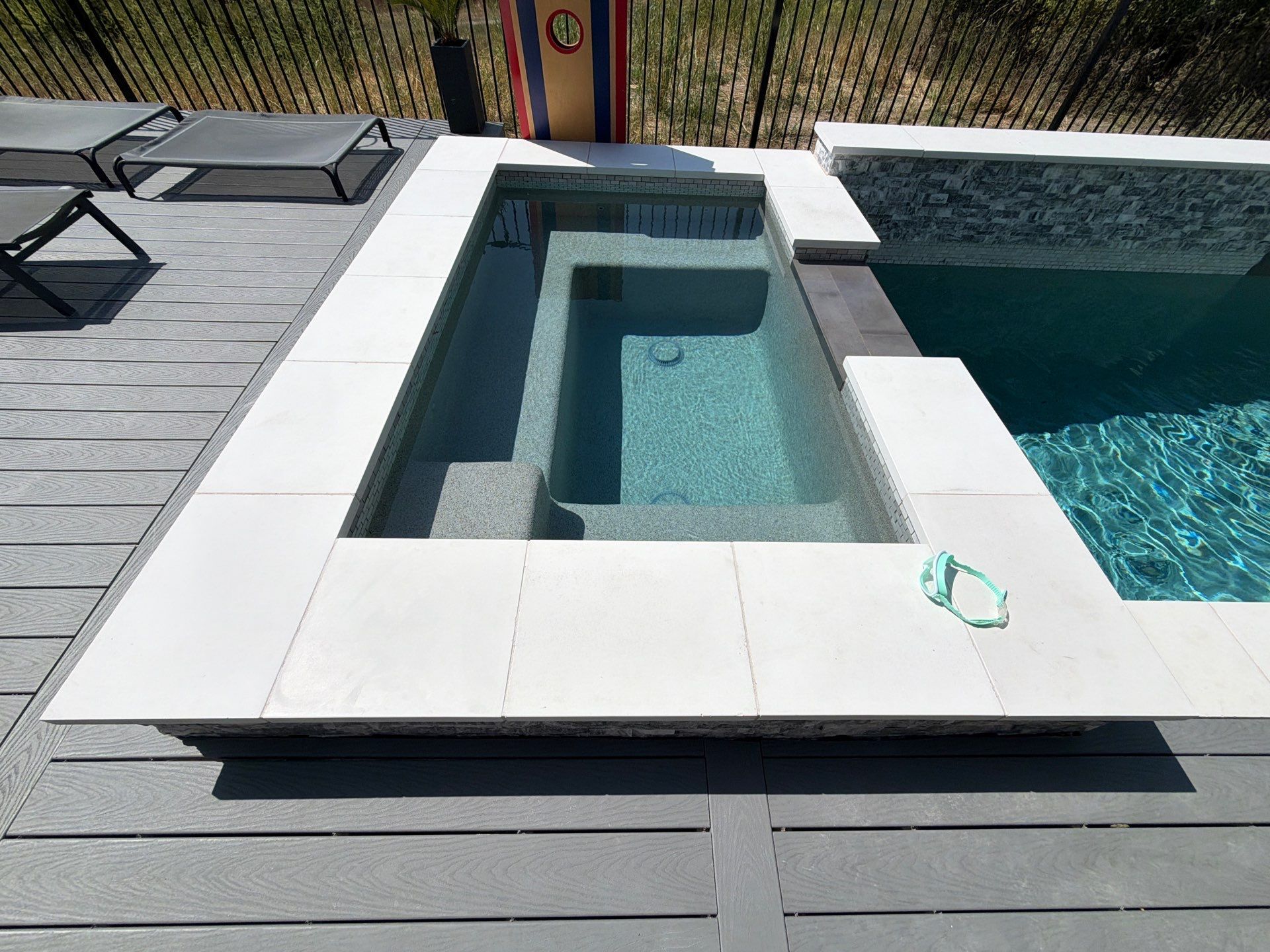 Modern Geometric Plunge Pool with Tanning Ledge by Pinnacle Pools and Spas - DFW