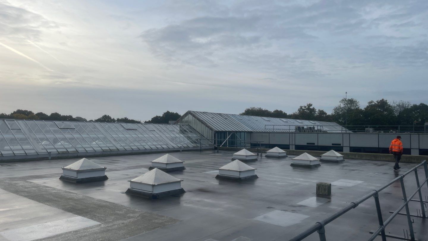 EPDM (rubber) Roof Cleaning using Honda 15lpm Low Pressure Washing Machine by Ges Exterior Cleaning ltd