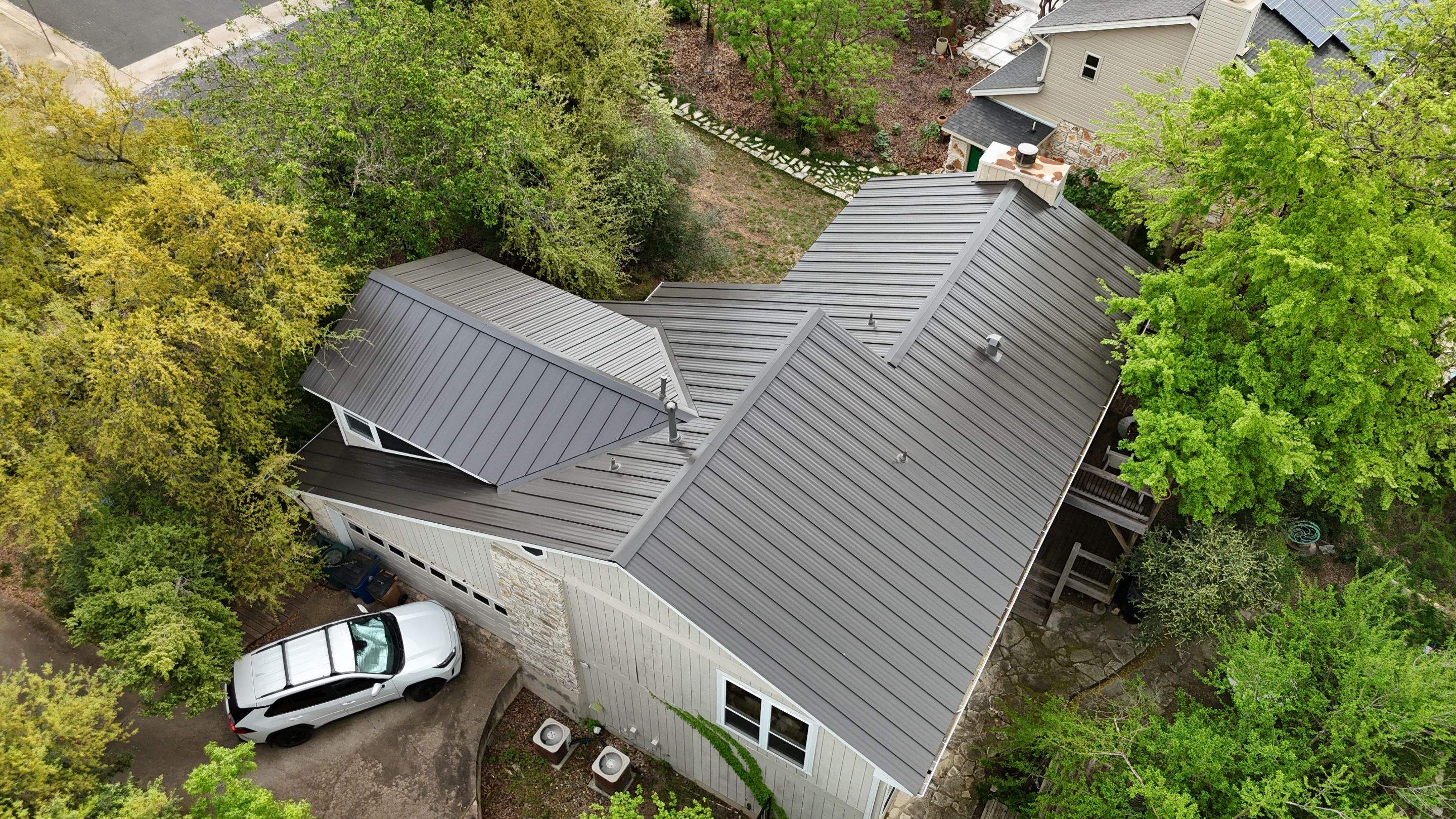 Dark Bronze - L&A Standing Seam with Striations by RoofsOnly.com