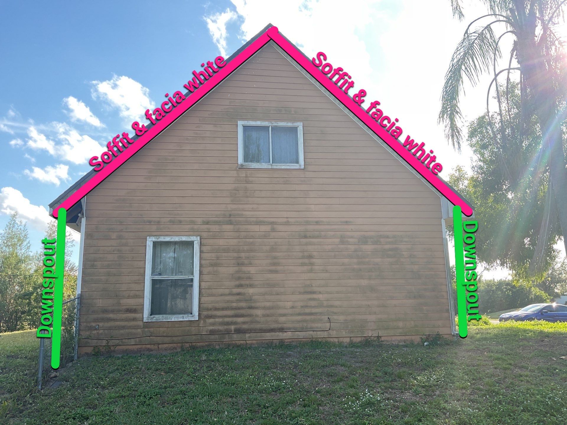 Soffit & Fascia White + New Downspouts by Gutter Professors