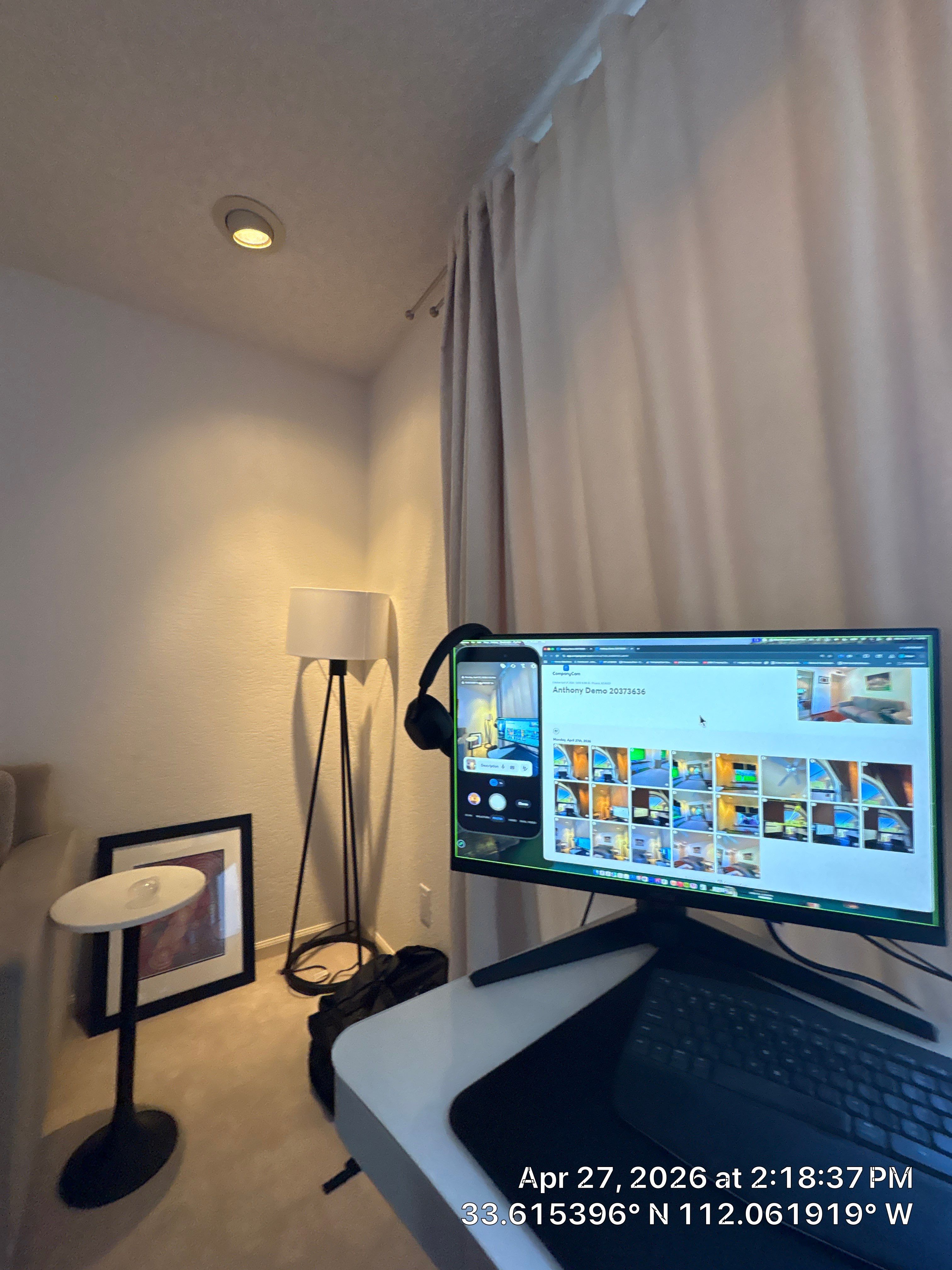 Phoenix Home Office Setup with Integrated AV and Lighting by CompanyCam Sales Demo