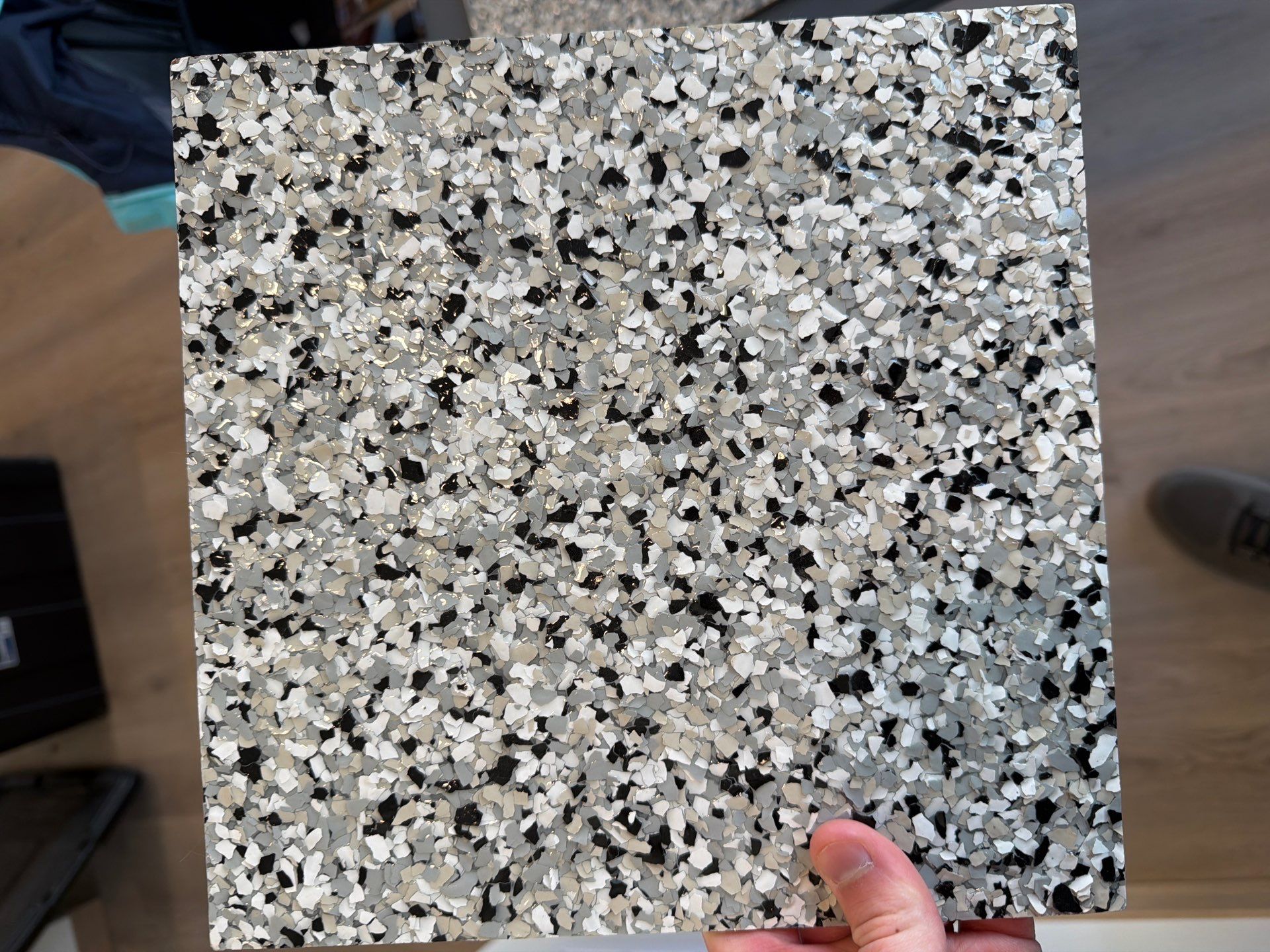 Sioux Falls Garage Floor Transformation with Cabin Fever Decorative Chips by Select Painting, Coatings & Garage Cabinets