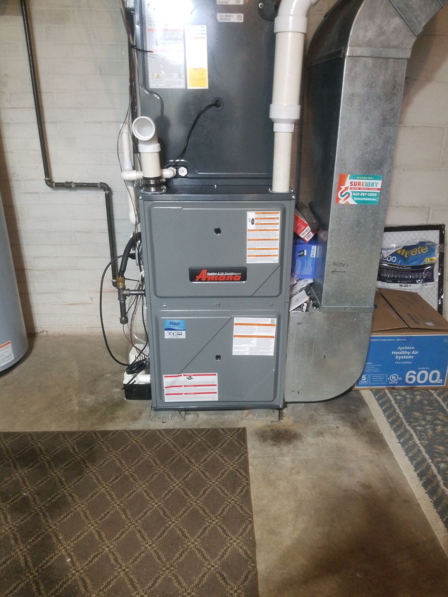 Furnace Installation using Amana 2 Stage High Efficiency Furnace by Sureway Comfort John Wilcox Plumbing Heating Cooling