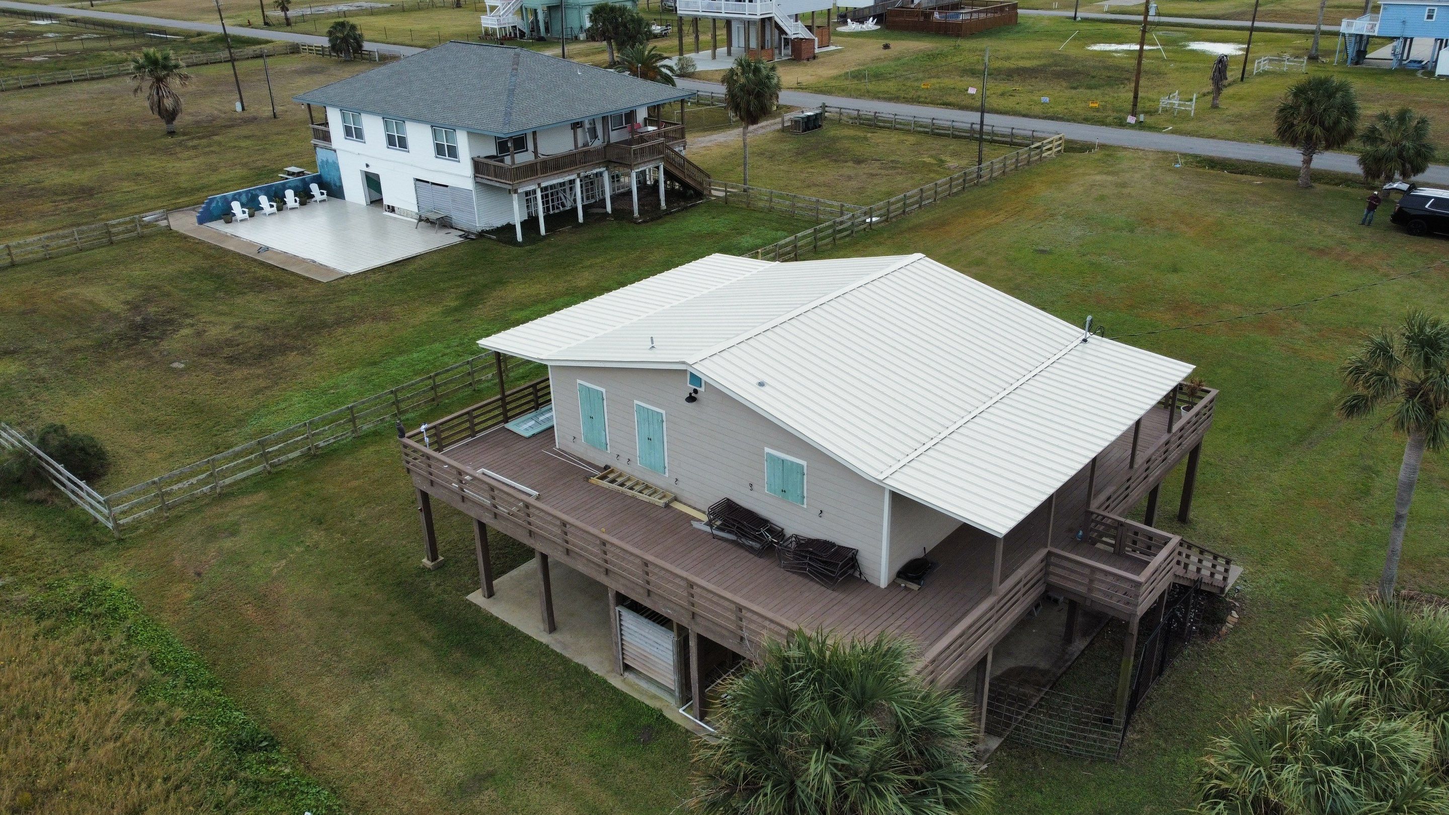 Residential Roofing Installation using R-Panel Metal Roofing on Galveston Island by Core Four Roofing