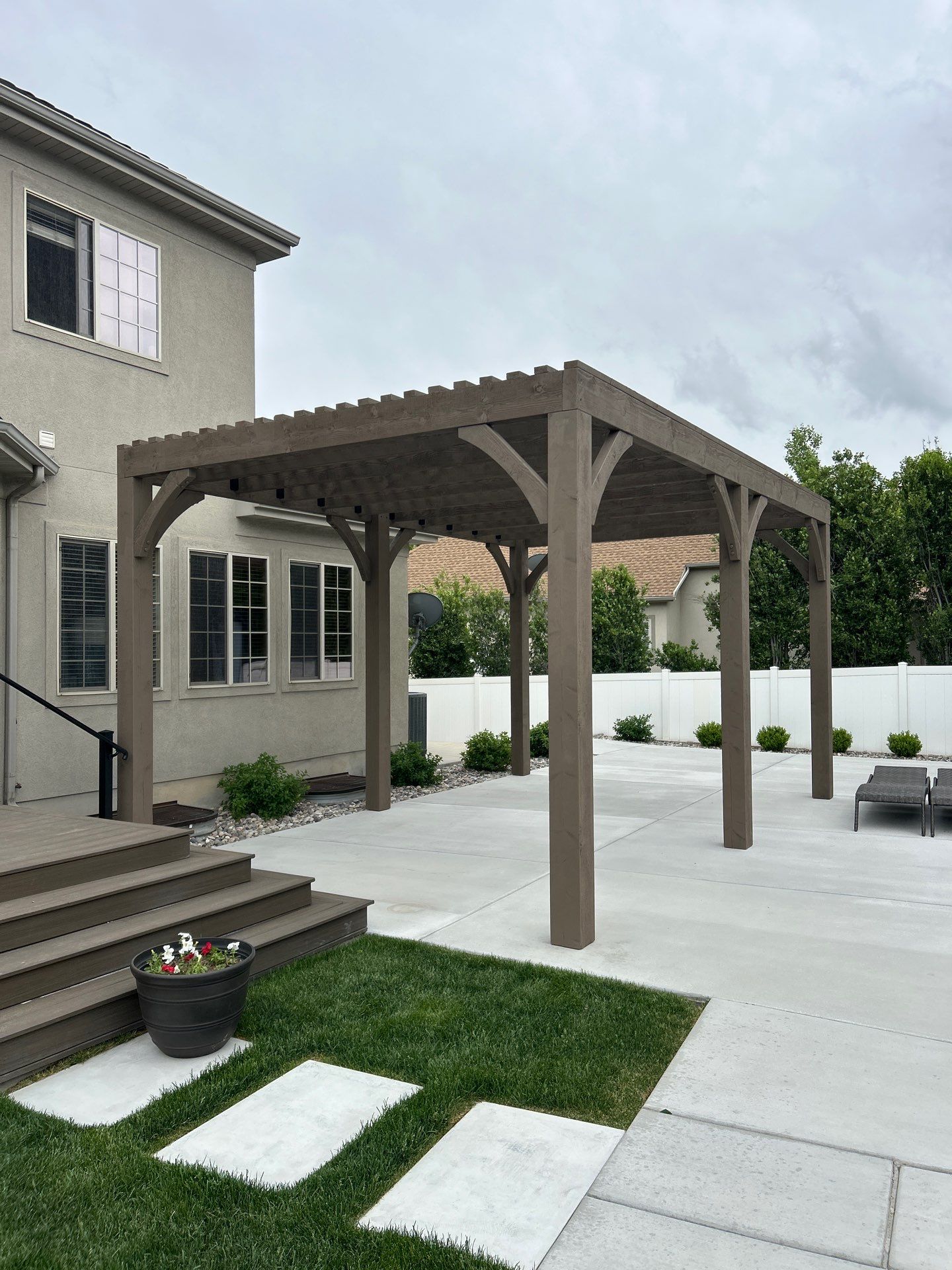 Poolside Concrete Patio Pergola by SAGE Decks