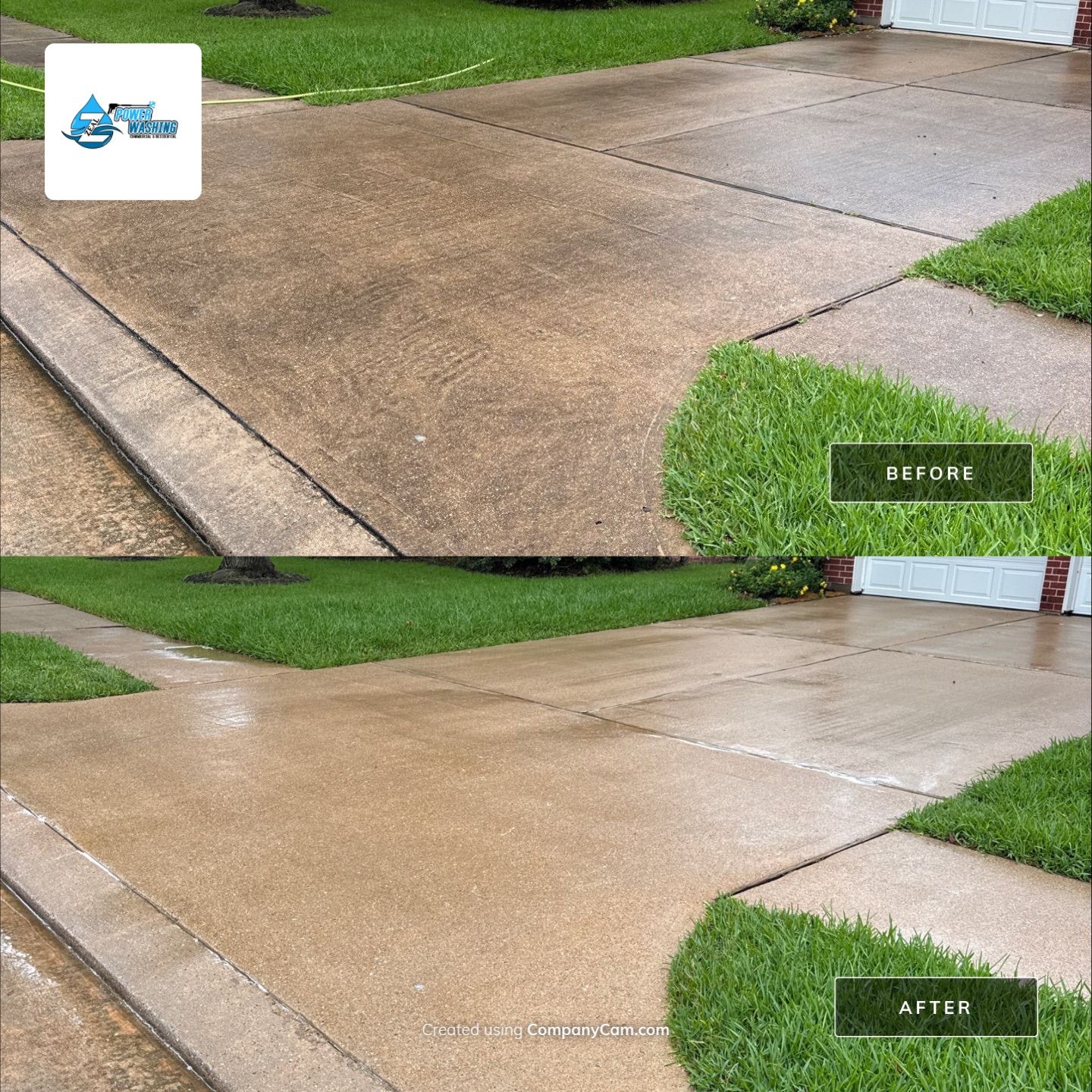 Residential Concrete Driveway and Sidewalk Pressure Washing in Pearland by Zeal Power Washing