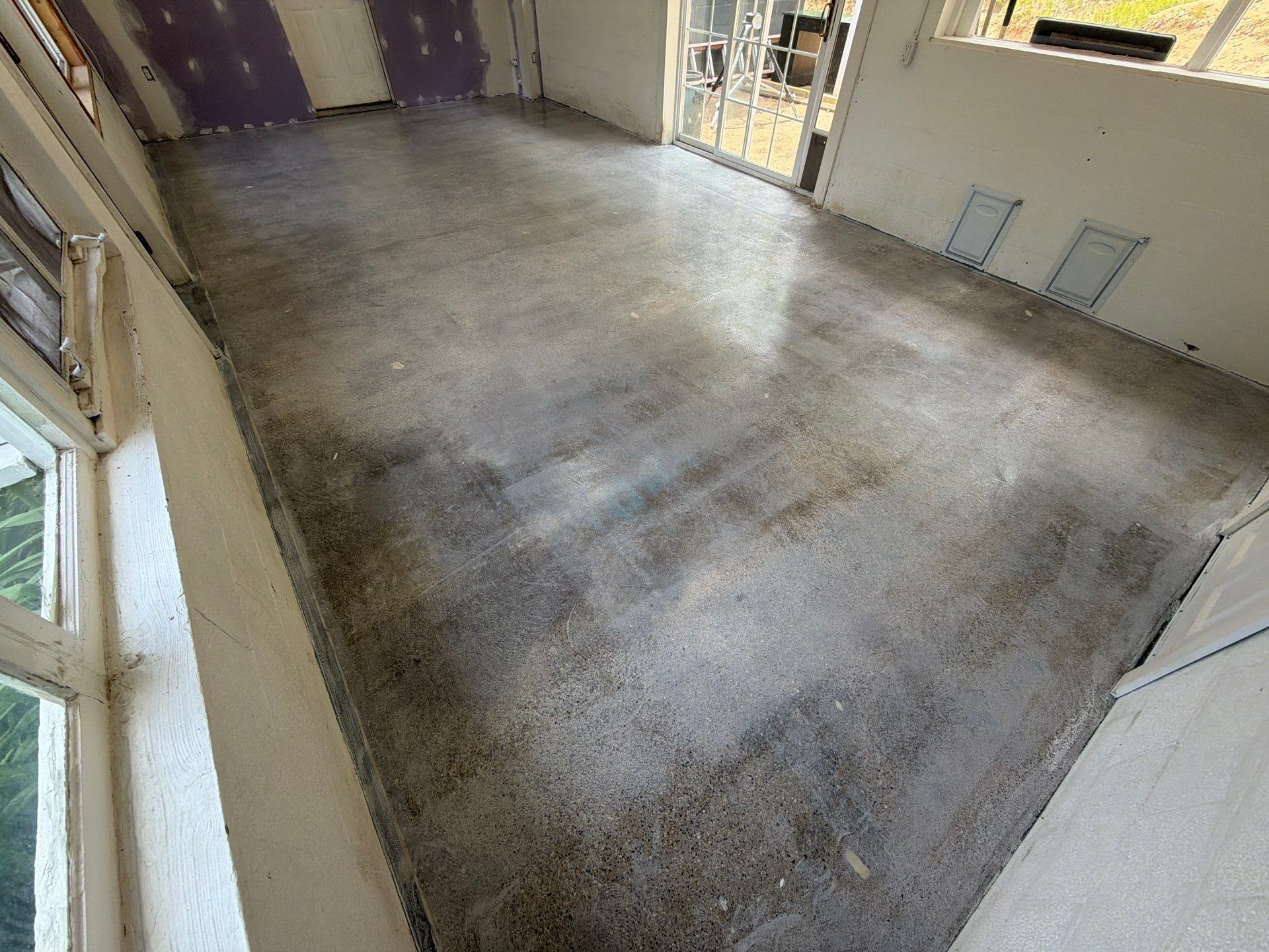 Grey Epoxy Flake Floor Installation for a Muskegon Sunroom by Gordon Painting