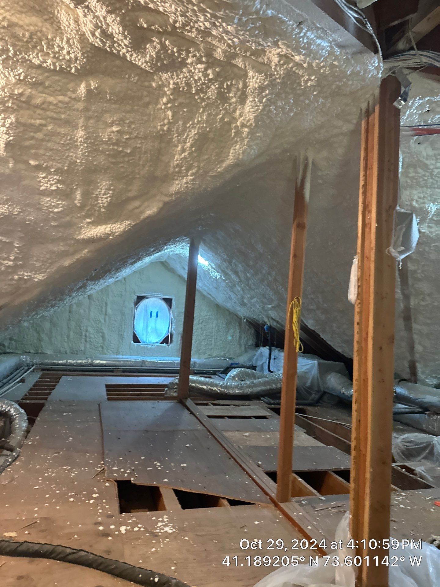 Attic Insulation using open cell spray foam by NYS Foam & Energy
