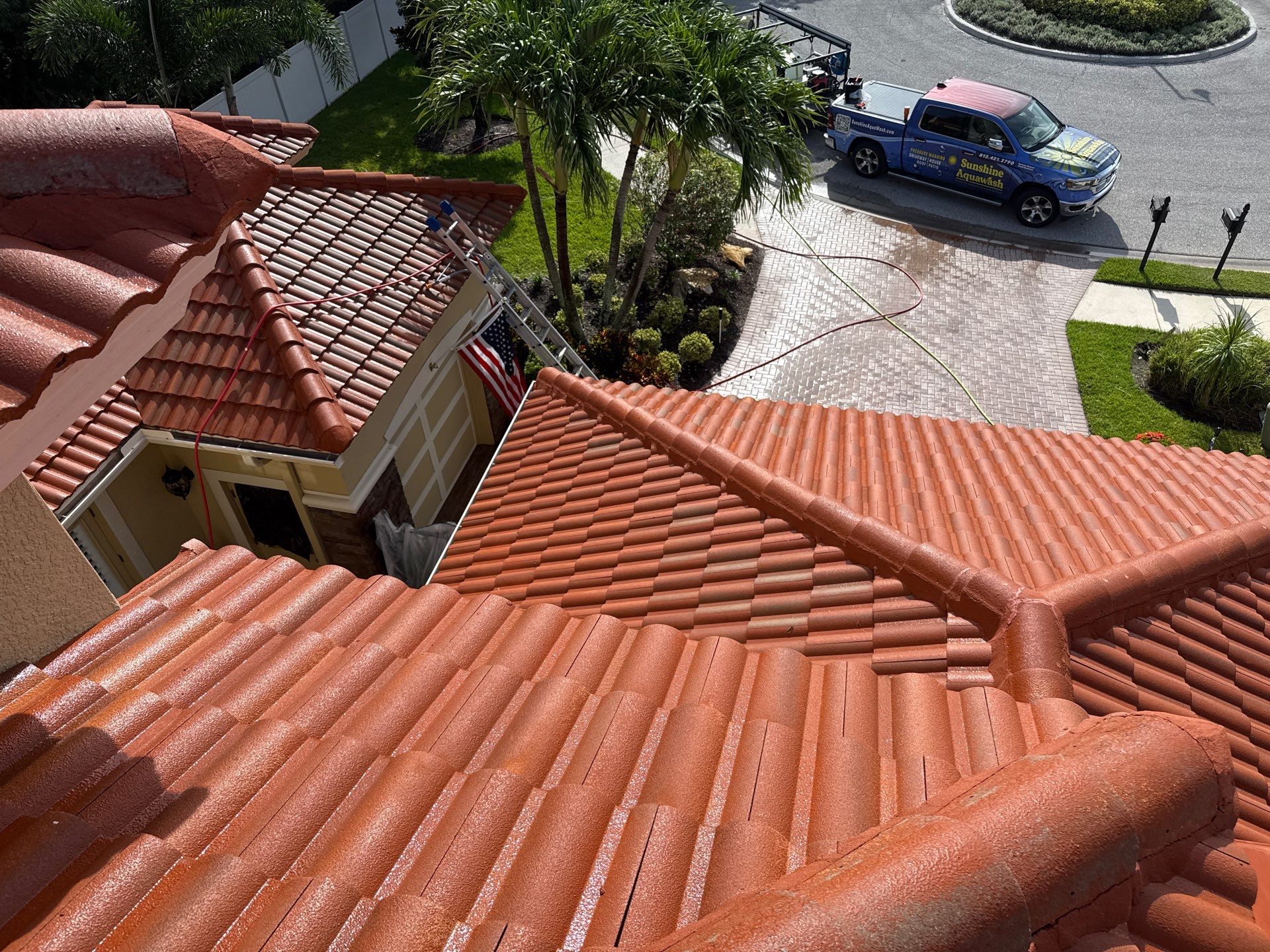 Soft Wash Tile Roof Cleaning in Sonoma Community, Sarasota, FL by Sunshine AquaWash