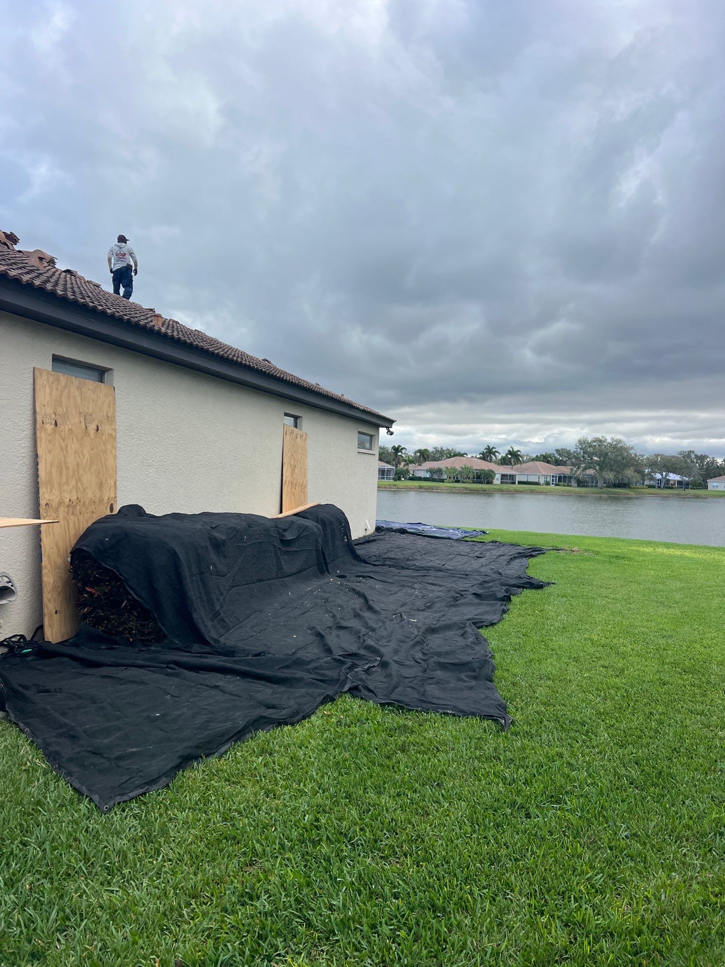 In Progress - Residential Tile Roofing Installation at Lakeridge Falls using tiles from Eagle Roofing Products! by Gopher Roofing