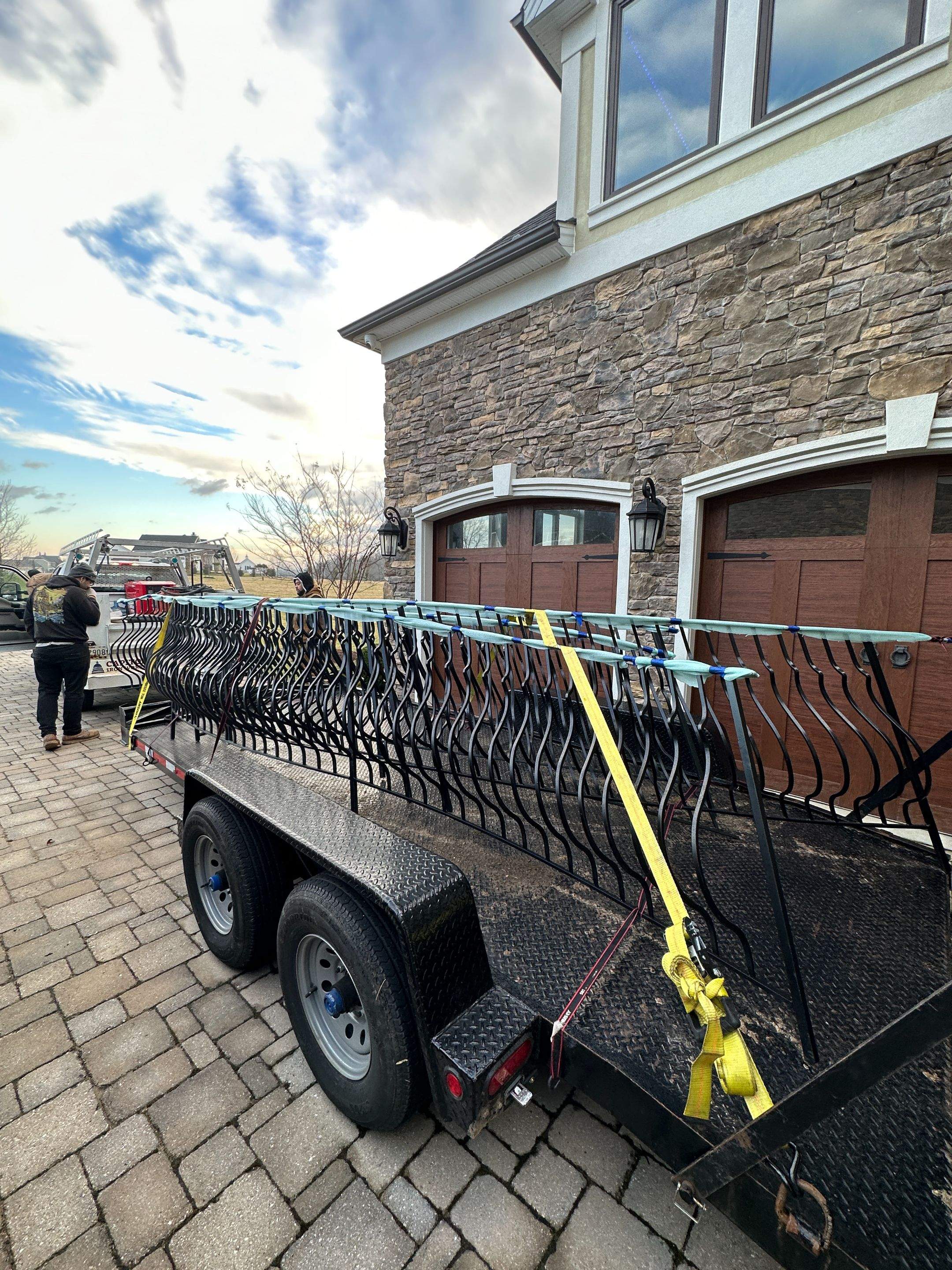 Ornamental Exterior Stair Railings – Custom Slate Surface Mount – Ijamsville, MD by Capitol Iron Works