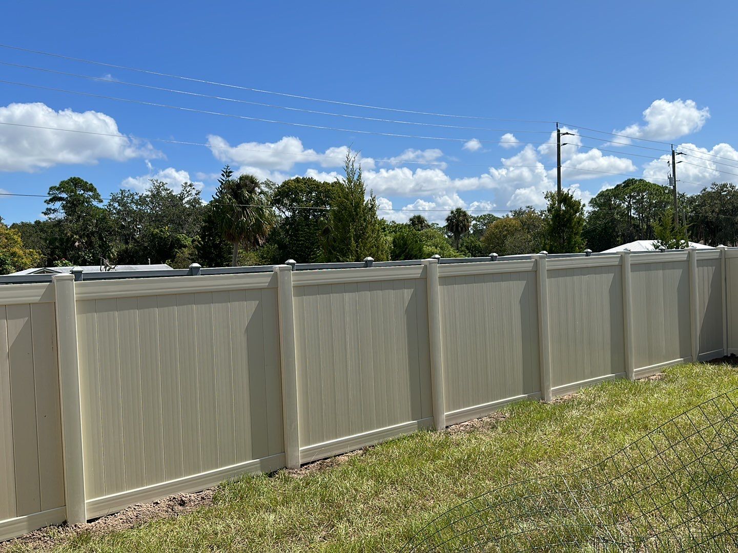 Vinyl Fence Installation using Tan Vinyl Privacy Fence by Asap fence and gates, LLC