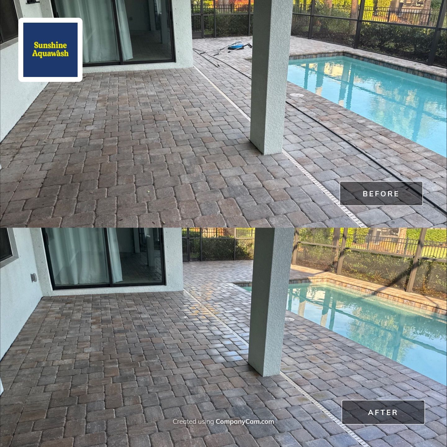 Paver Pool Deck Cleaning Showcase – Lakewood Ranch, FL by Sunshine AquaWash
