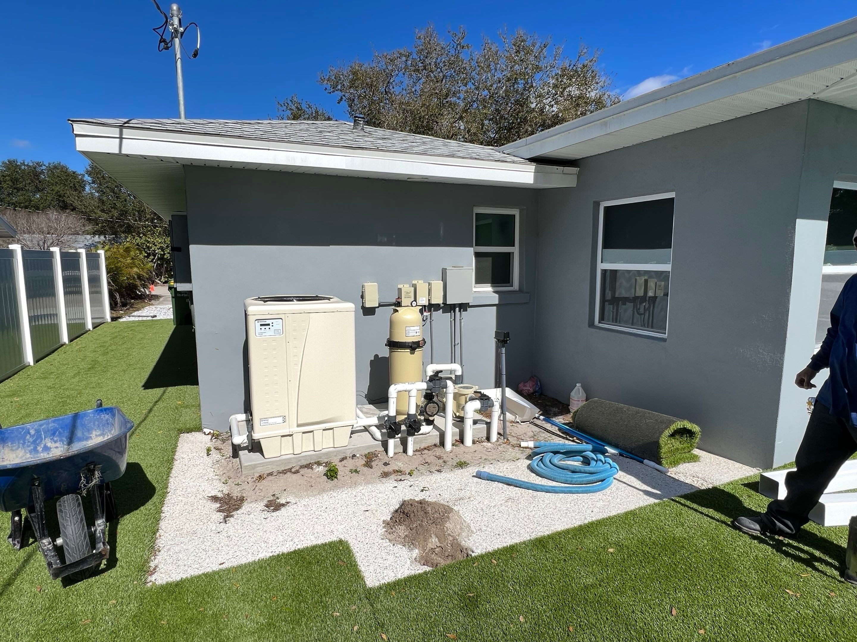 Vinyl Privacy Fence With AC Enclosure and Storage Corral by Asap fence and gates, LLC