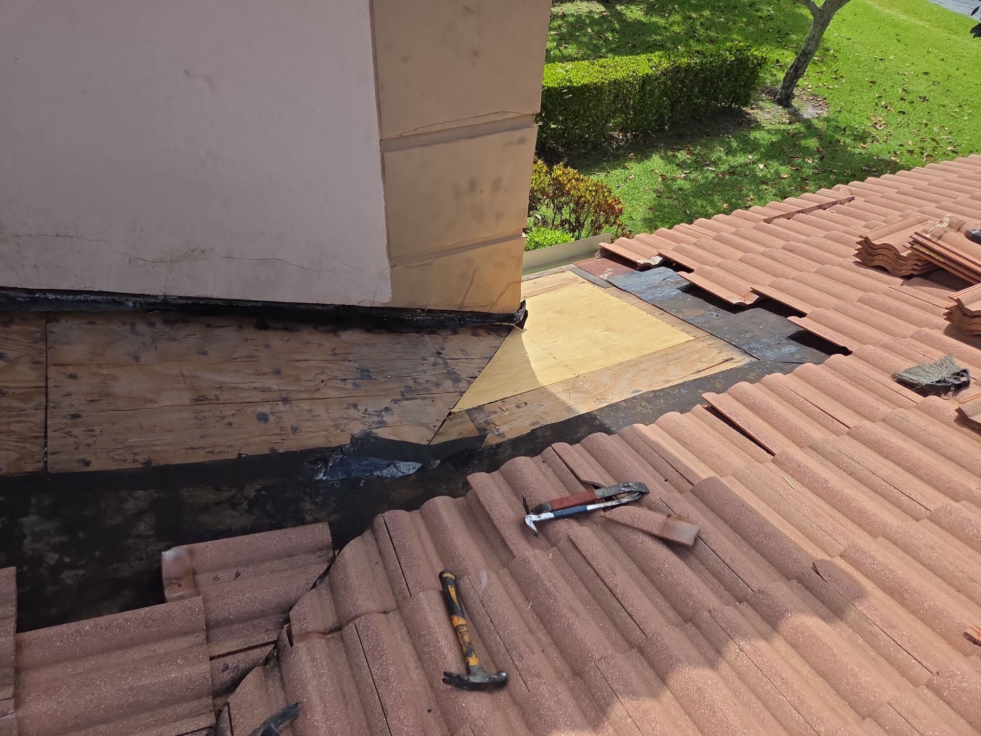 Clay Tile Roof Repair and Plywood Decking Replacement in Boynton Beach by Aastro Roofing