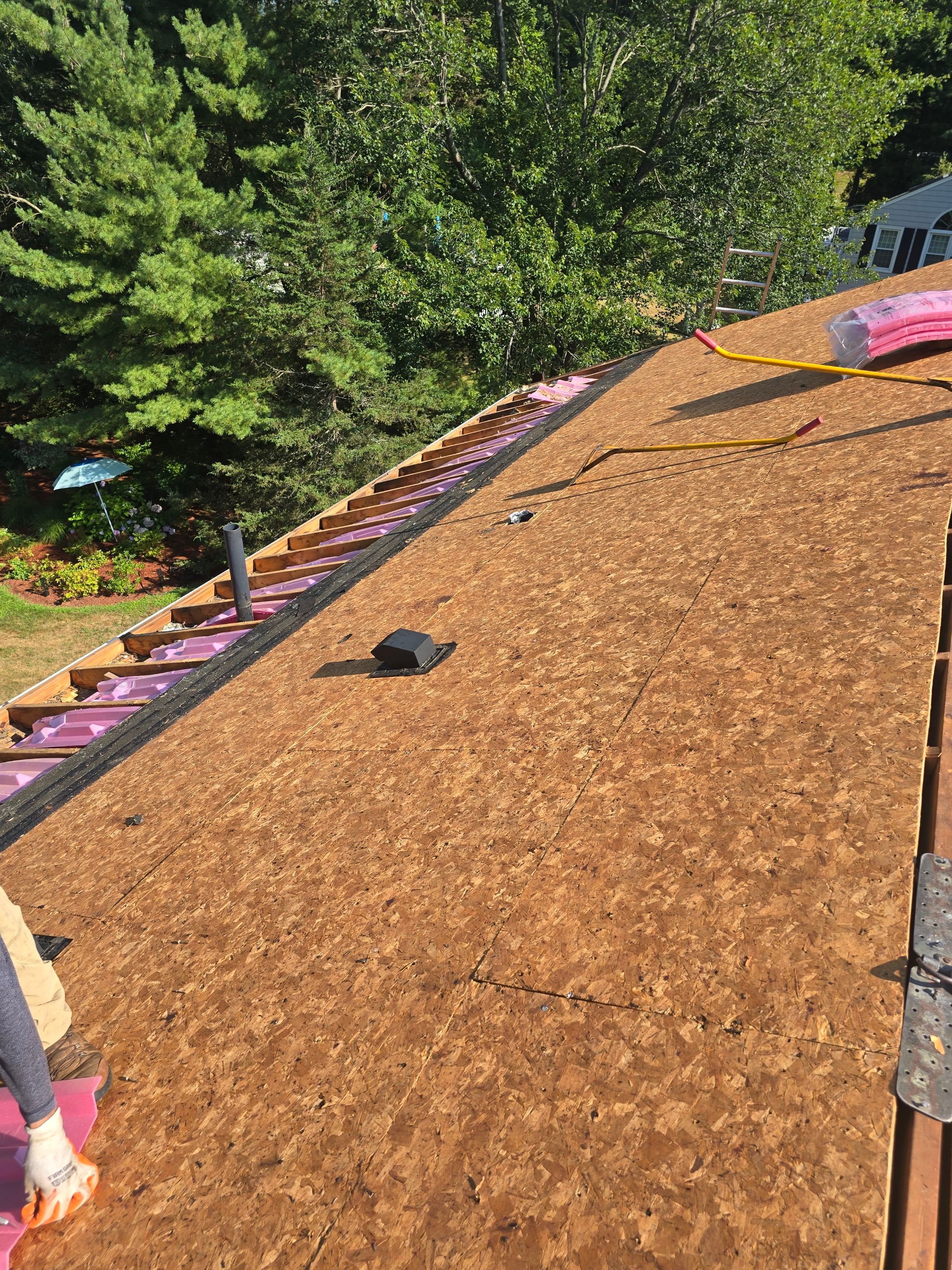 Complete Roof Replacement with Chimney Flashing, Gutter Guard System, and Vinyl Siding Repairs by Mighty Dog Roofing of Greater Middlesex County