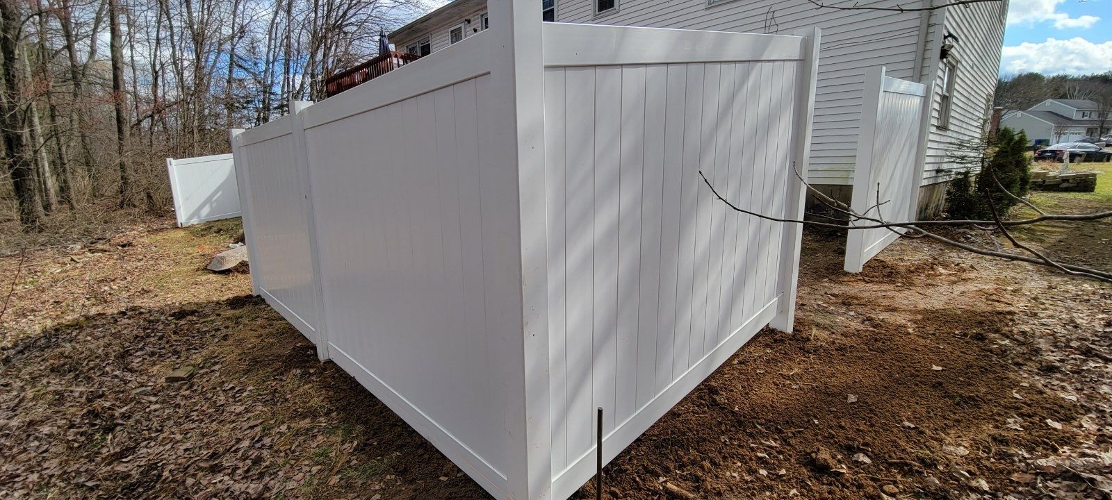 Vinyl Privacy Fence, White  by DiGiorgi Roofing and Siding Inc