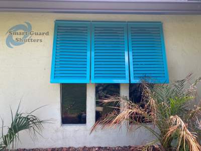 Decorative Bahama Shutters in Turquoise Blue