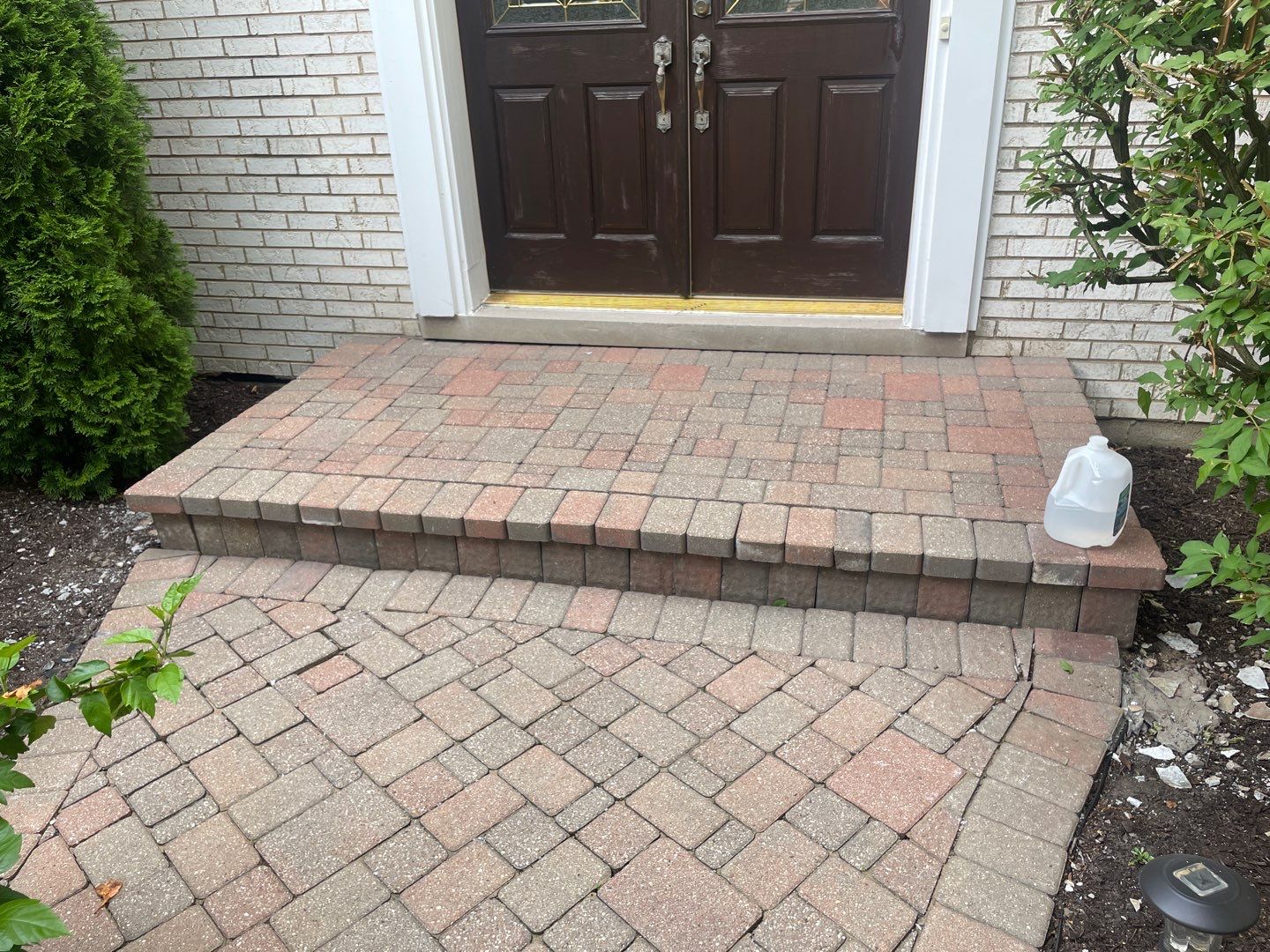 Brick step repair by Northern Power Washing LLC.