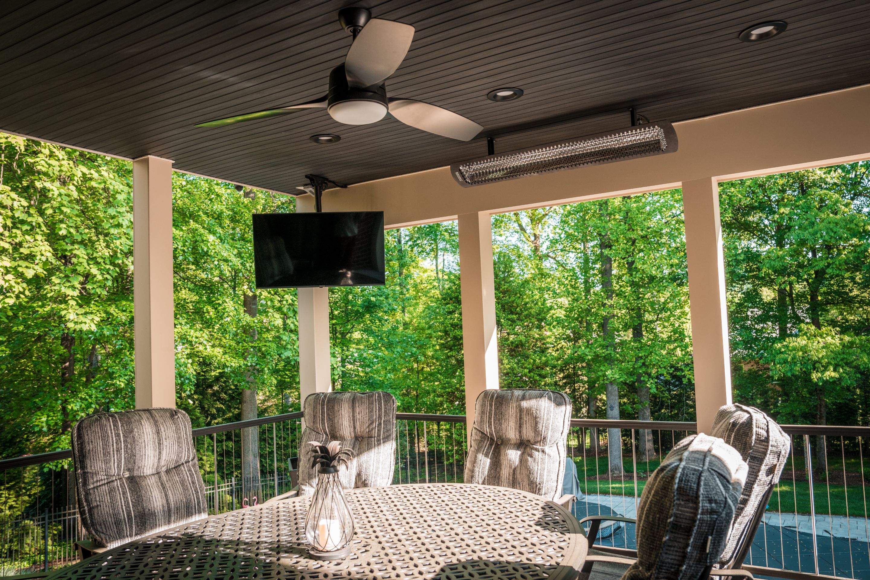 Custom Multi-Level Deck, Outdoor Kitchen & Pool Patio in McLean, VA by Sunburst Construction Inc