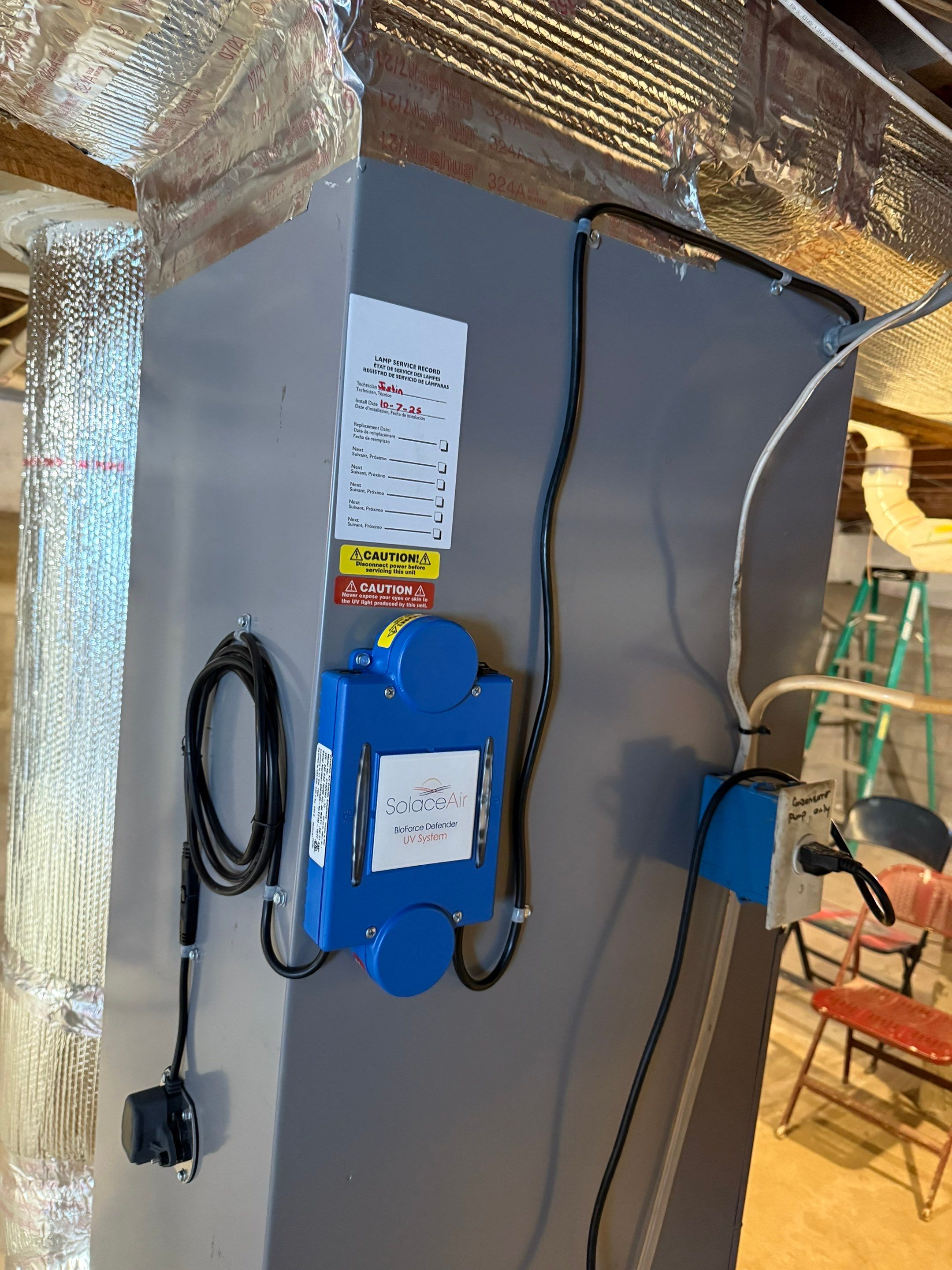 UV Purification system installation by Elemental Heating and air conditioning LLC