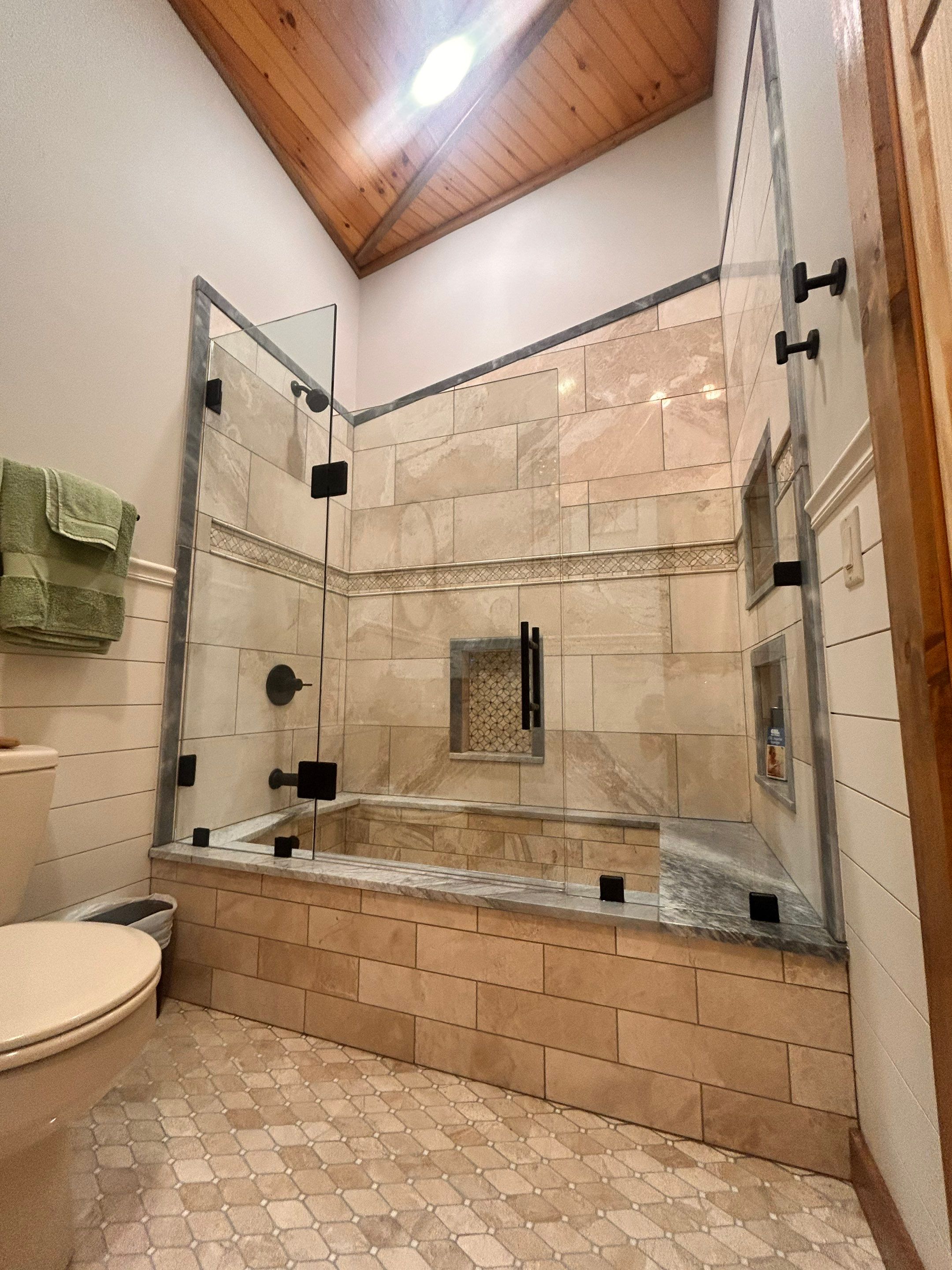 Frameless Tub Enclosure using Tempered Shower Glass by Cheshire Glass Company